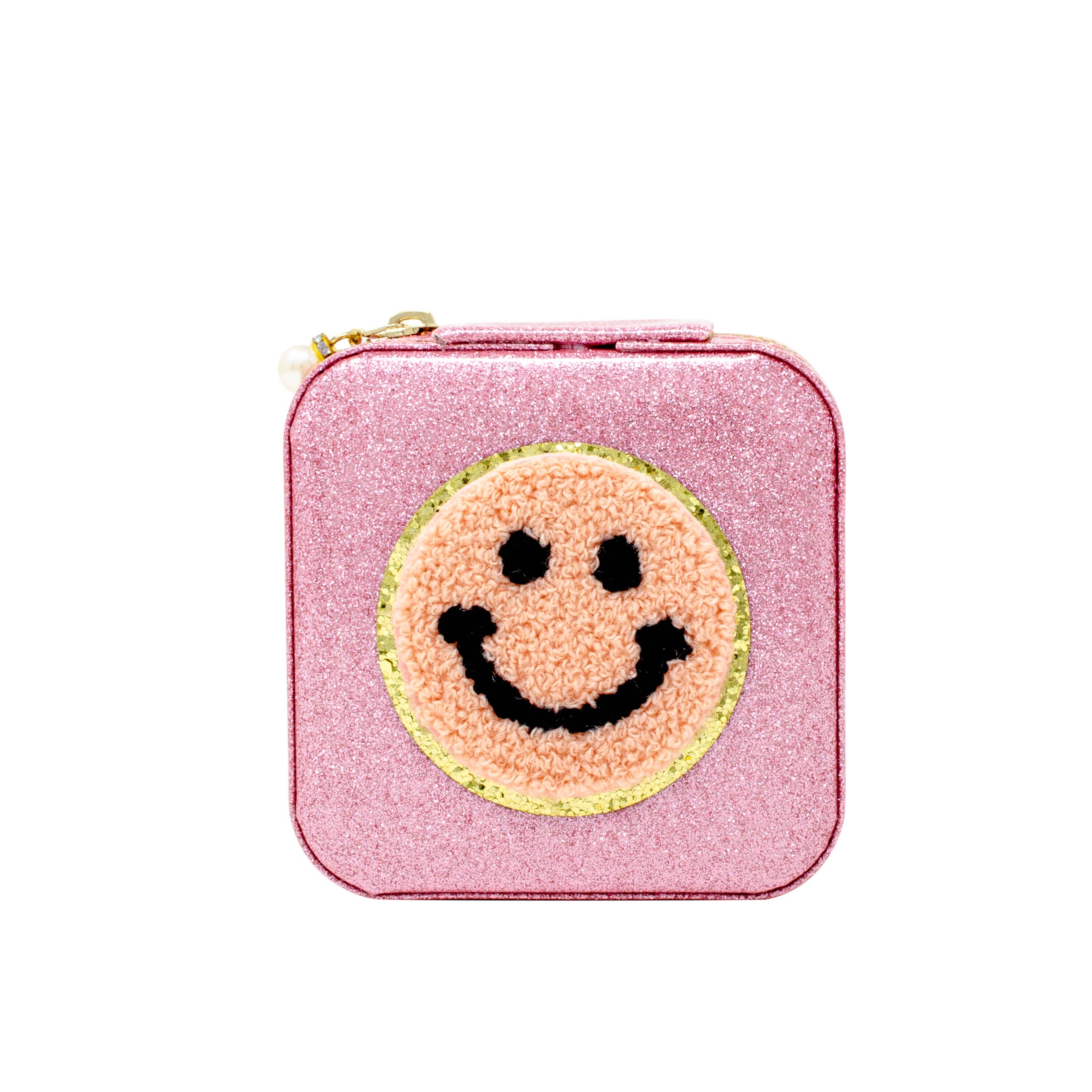 Happy Face Sparkle Jewelry Box - Elegant Storage for Necklaces, Rings & Earrings - Perfect for Travel, Gifts & Bedroom Decor