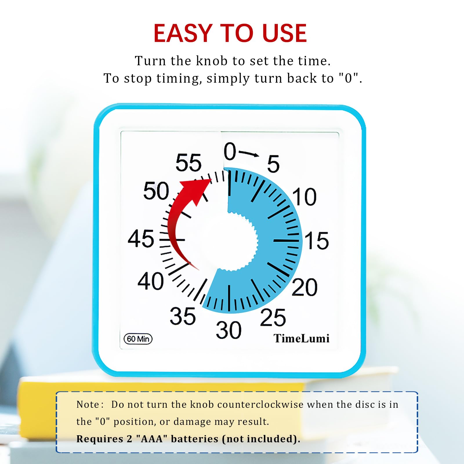 60-Minute Visual Timer for Kids - Silent Countdown Clock for Classroom, Study & Home Use - Time Management Tool for Toddlers, Teachers & Adults (Blue) - Perfect for Homework, Cooking & Productivity Tasks