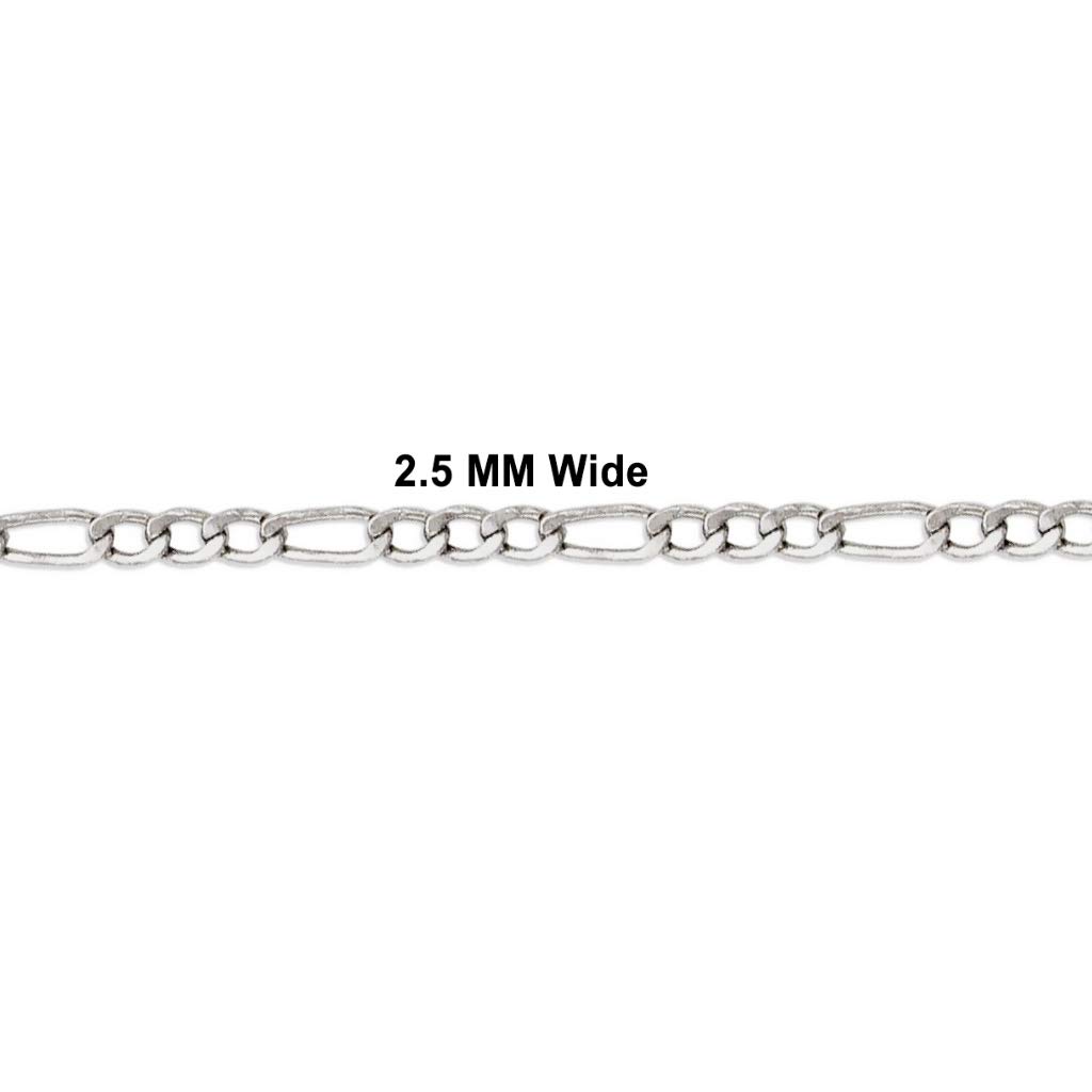 14K White Gold Hollow Figaro Chain Necklace for Women & Men - Italian Crafted Strong & Shiny Jewelry Gift - 16 to 24 Inches Length, 2.5MM to 3.5MM Width - Perfect for Weddings, Anniversaries & Special Occasions