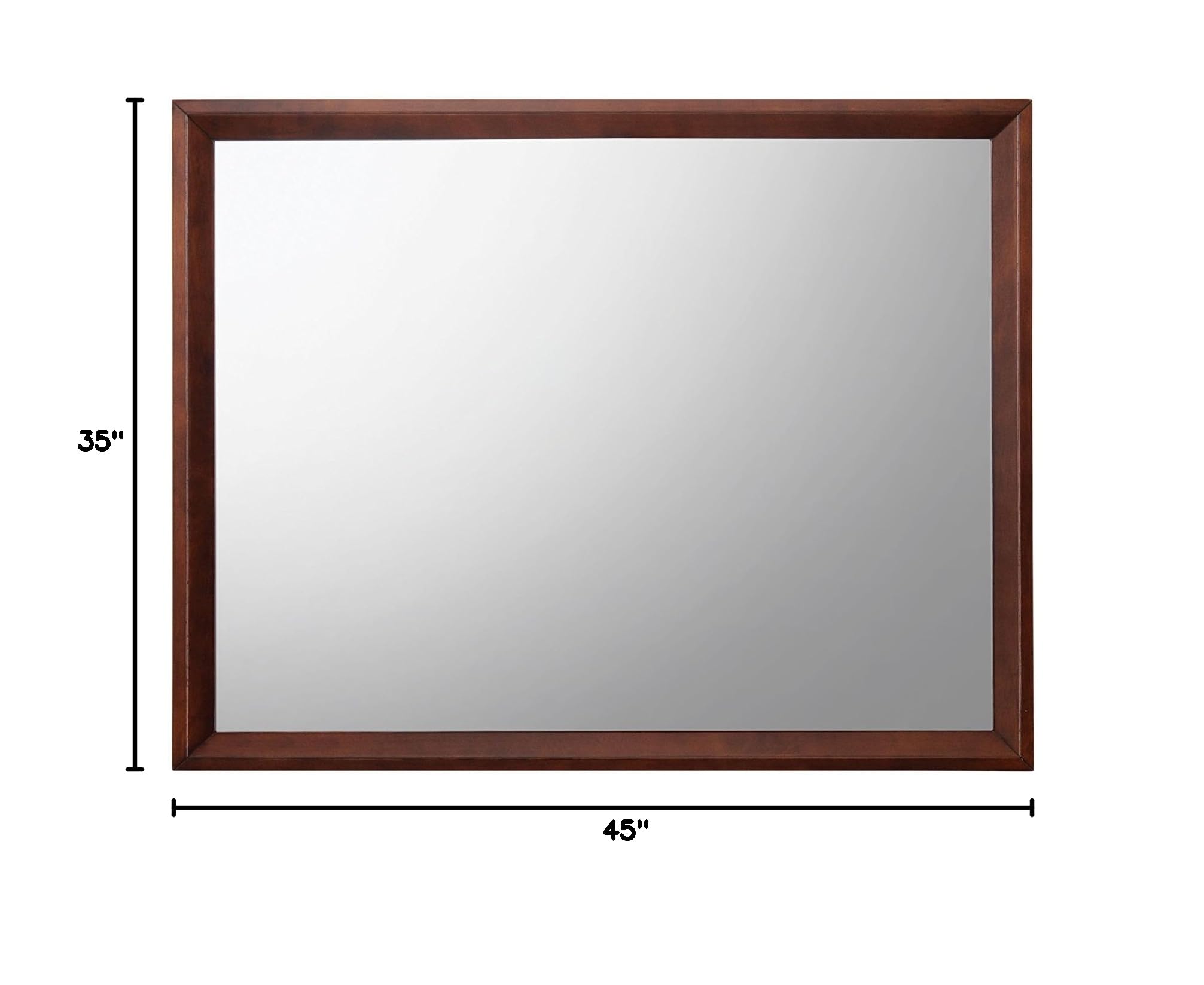 Acme Ilana Rectangular Wooden Mirror in Brown Cherry - Handcrafted Solid Wood Wall Mirror for Bedroom, Living Room & Entryway Decor