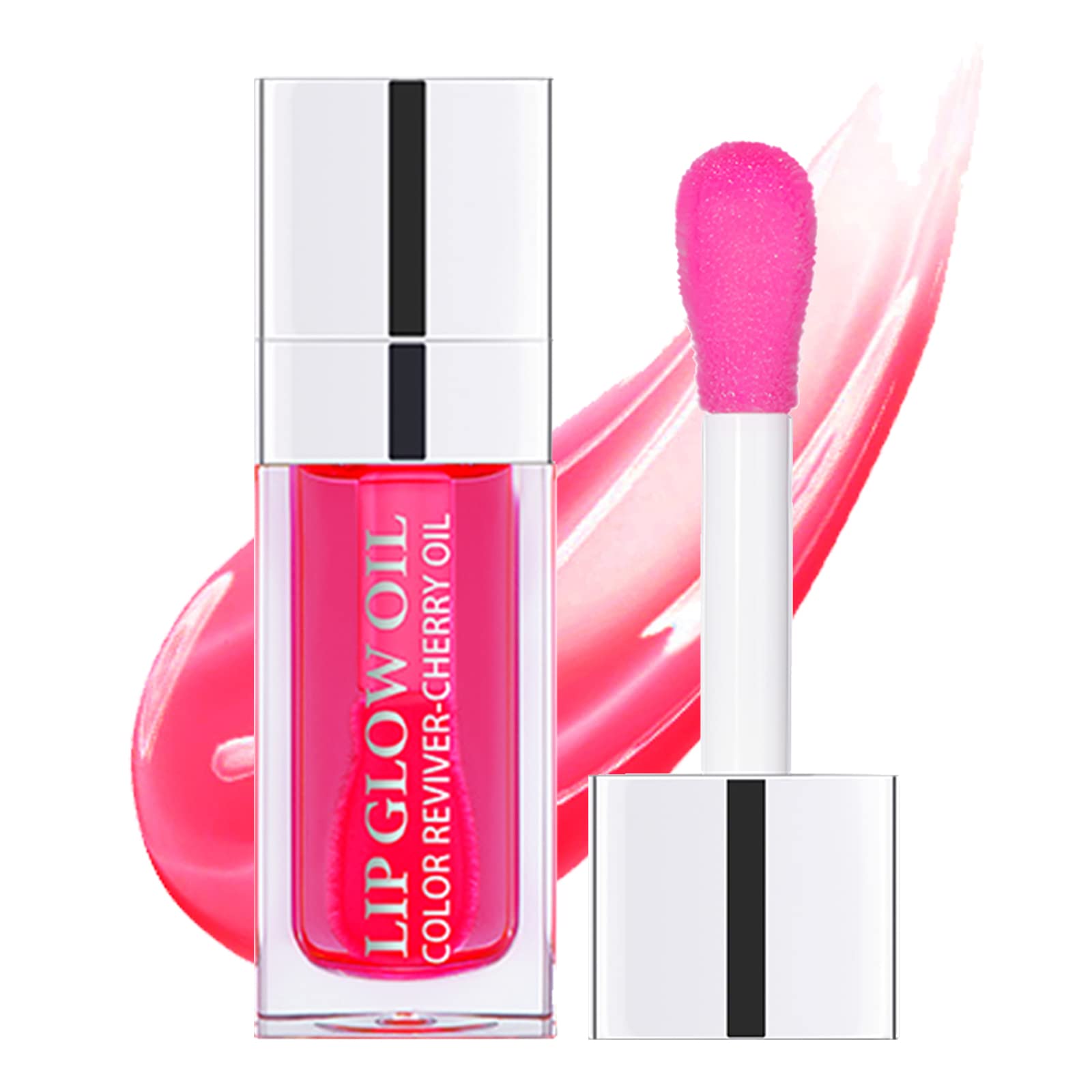 Hydrating Plumping Lip Gloss Oil - Long Lasting Moisturizing Lip Balm for Dry Lips & Lip Care - Transparent Tinted Lip Oil with Cherry Flavor | Perfect for Daily Hydration, Night Lip Treatment & Makeup Looks