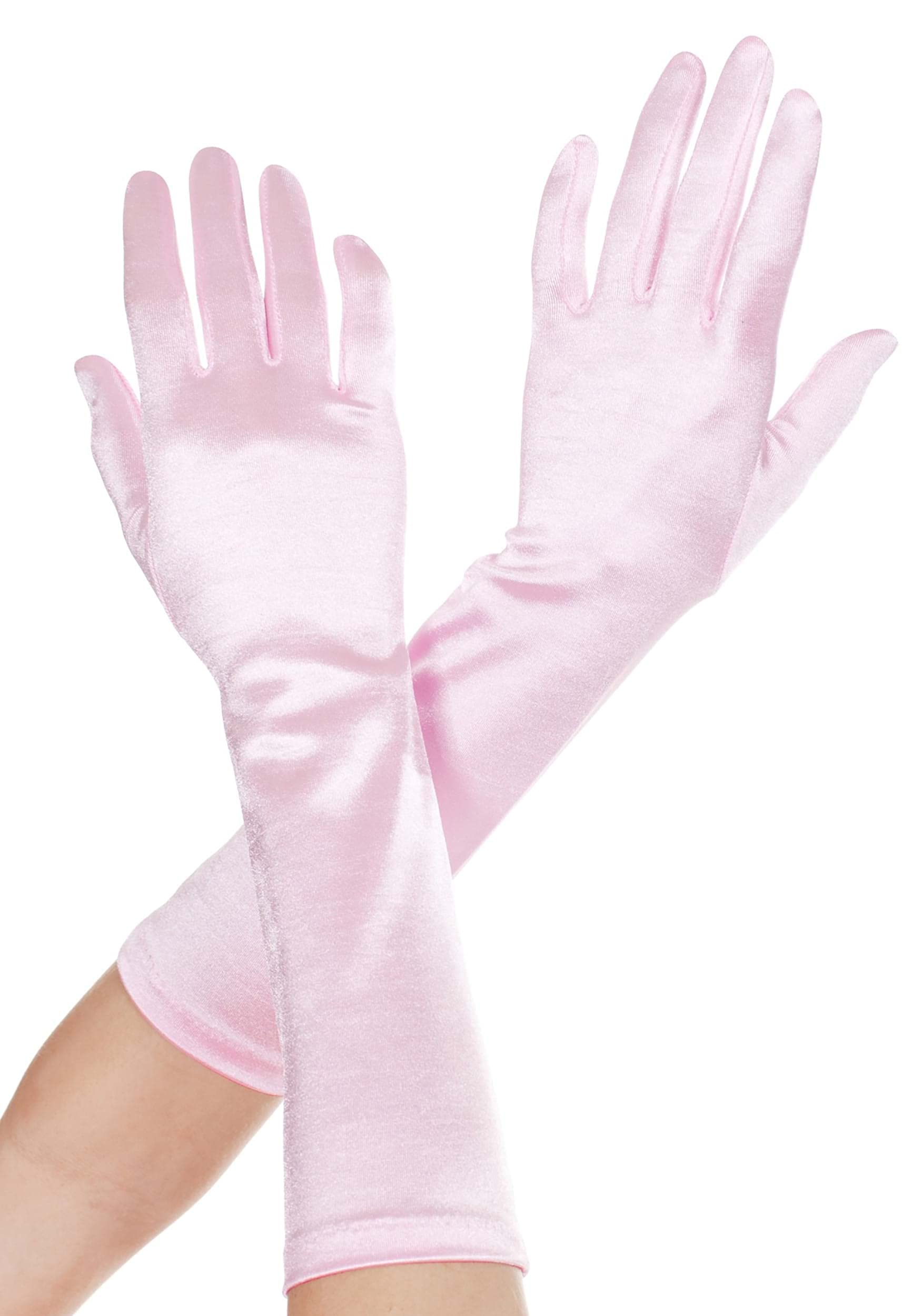 Elegant Pink Satin Gloves for Women - Formal Evening Gloves, Party Costume Accessories - Perfect for Halloween, Cosplay, Bridal, and Ballroom Dance Events