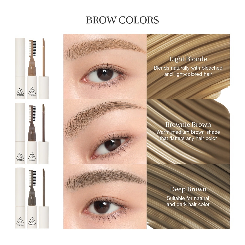 3CE All Rounder Brow Pencil 6.5g - 3 Natural Shades for Perfect Eyebrows | Waterproof & Long-Lasting | Ideal for Daily Makeup, Office, and Special Occasions