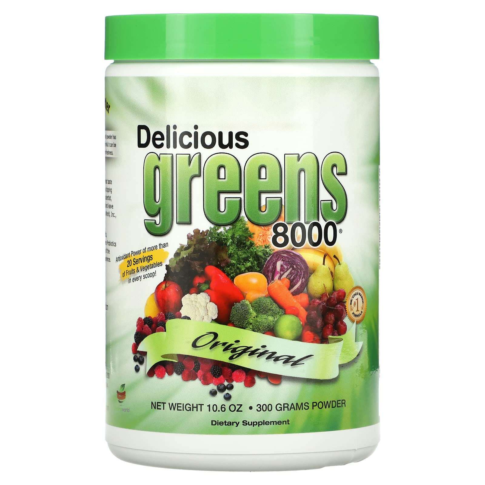 Delicious Greens 8000 Superfood Powder - 10.6 oz | Organic Greens Supplement for Energy & Detox | Perfect for Smoothies, Juices & Daily Wellness Boost