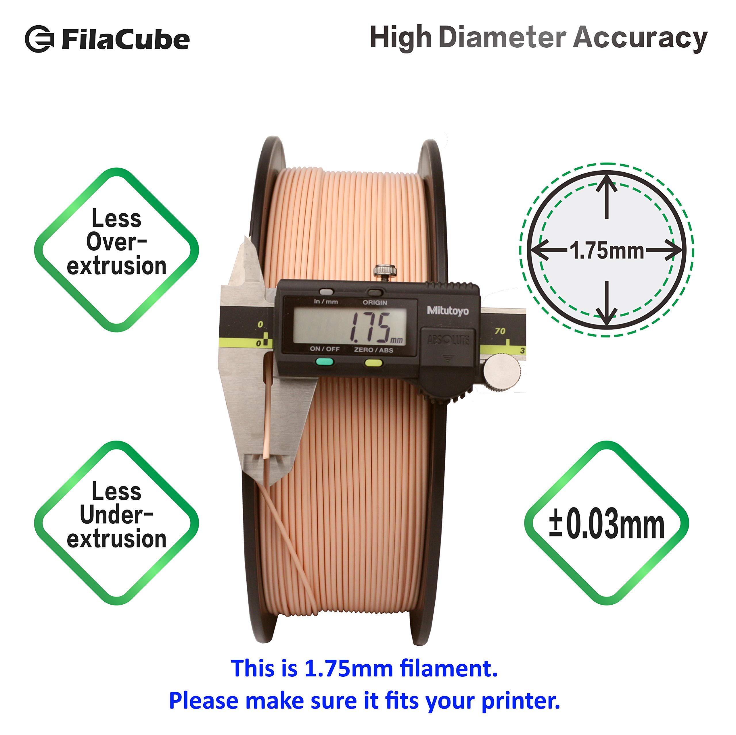 FilaCube PLA 2 Light Skin Color Tone 1.75mm 3D Printer Filament 1kg - Premium PLA Filament for Human Organ Models, Body Girl Toys & Epidermis Simulation | Made in USA | Ideal for Medical Education, Cosplay & Artistic Creations