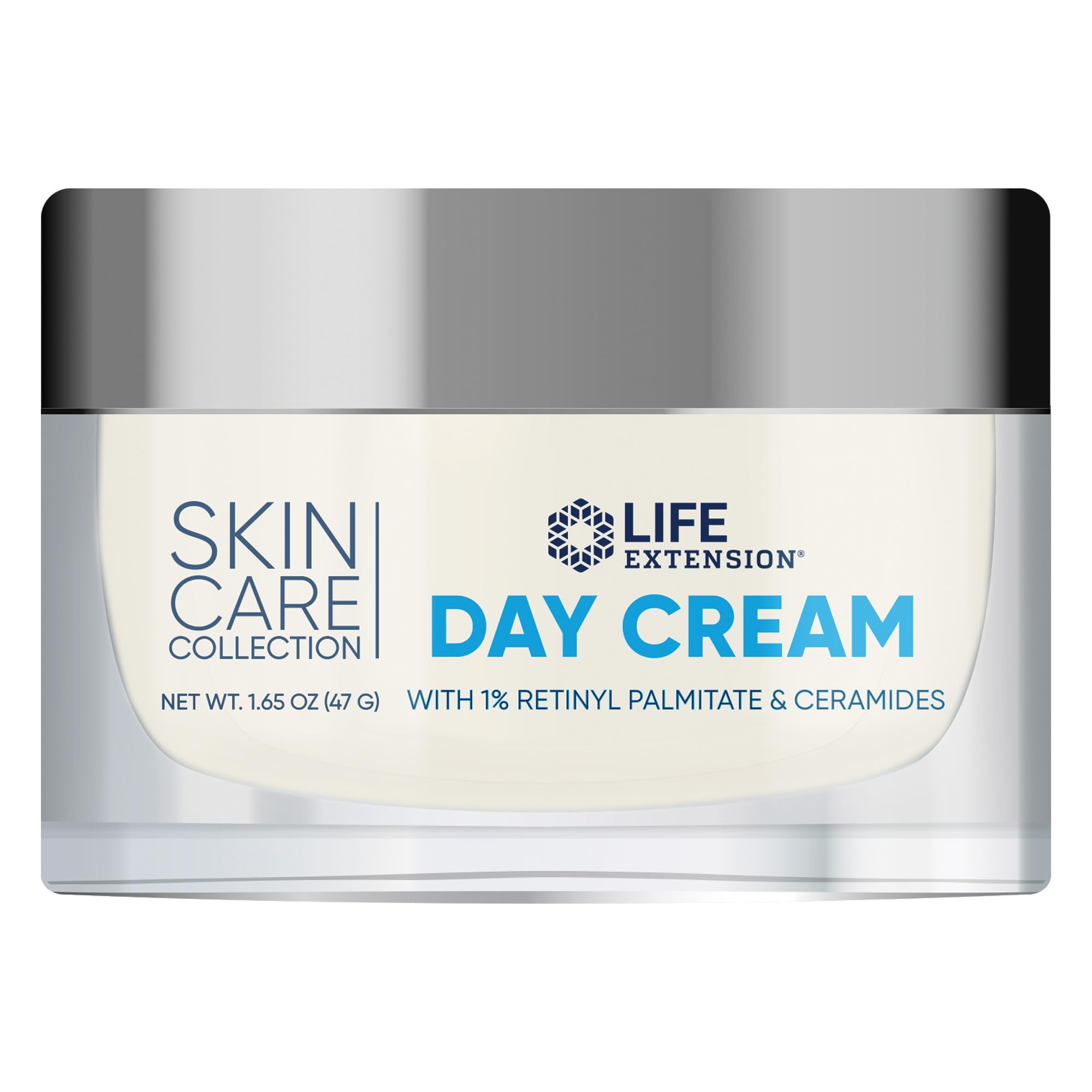Life Extension Skin Care Day Cream with Retinyl Palmitate & Rice Bran Ceramides - Shea Butter & Green Tea Formula for Collagen Regeneration & Deep Moisturizing - 1.65 oz (47 g) - Perfect for Daily Anti-Aging Routine & Dry Skin Care