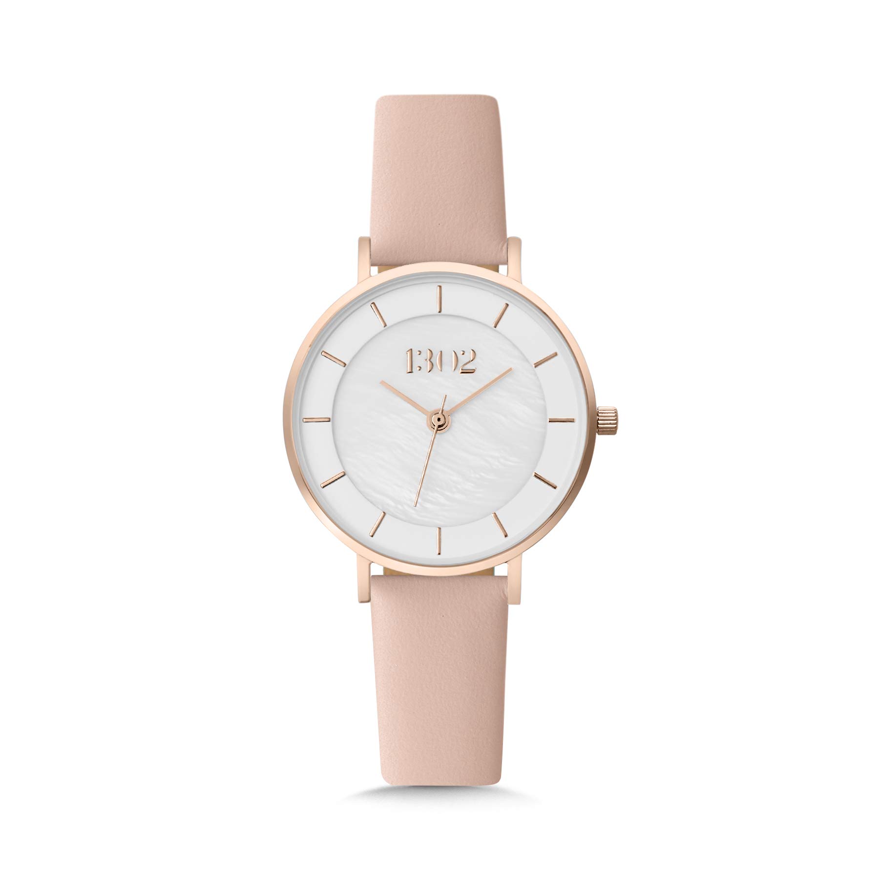 THIRTEEN.02 1302 32MM Rose Gold Women's Watch with Mother of Pearl Dial & Interchangeable Strap - Elegant Ladies Wristwatch for Daily Wear, Office, Parties & Special Occasions
