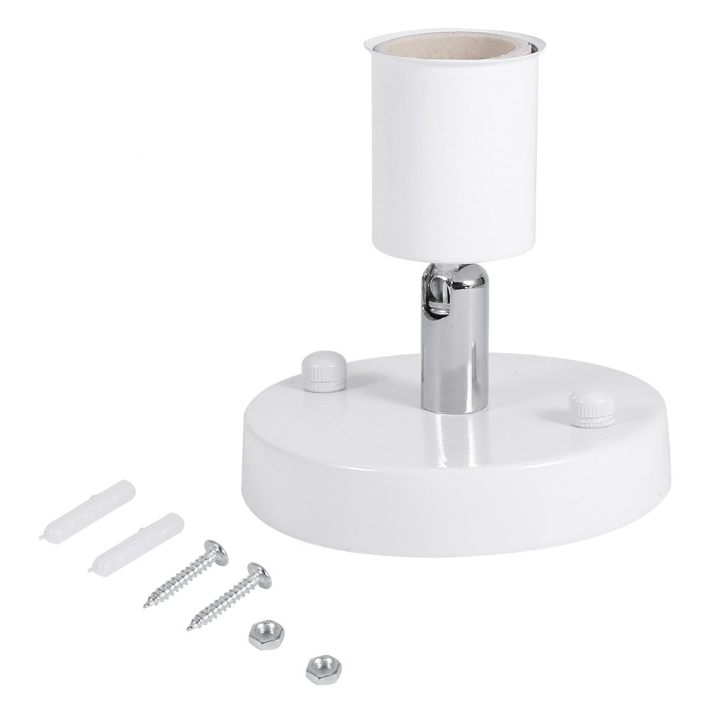 E27 Modern Vintage Table Lamp Base Holder - 180° Rotating Ceiling & Wall Mounted Light Socket (White) - Perfect for Bedroom, Living Room & Office Lighting