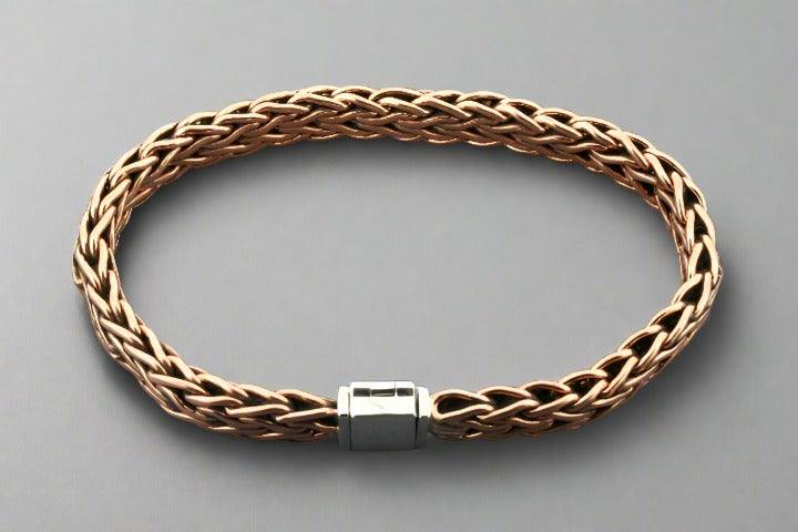 Handmade Plaited Copper Bracelet with Silver Clasp - Boho Chic Jewelry for Women, Perfect for Casual Wear, Date Nights & Gift Giving