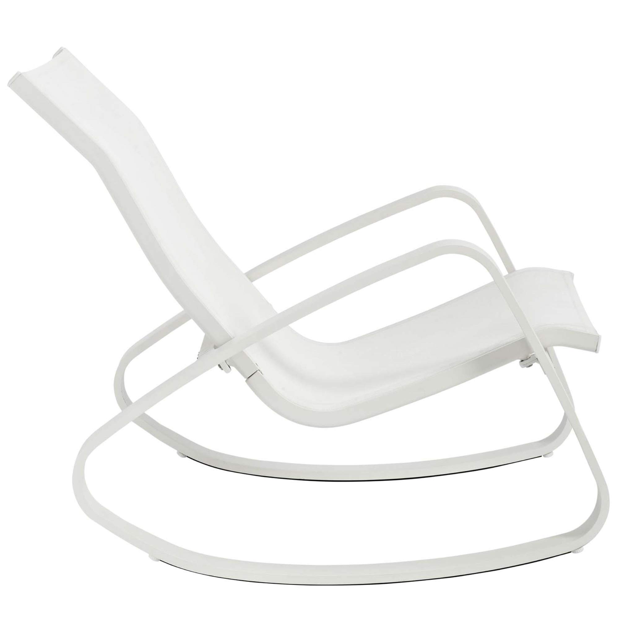 Modern Outdoor Rocking Lounge Chair Set of 2 - All-Weather Textilene Mesh Sling Patio Furniture for Backyard, Poolside & Garden Relaxation - White