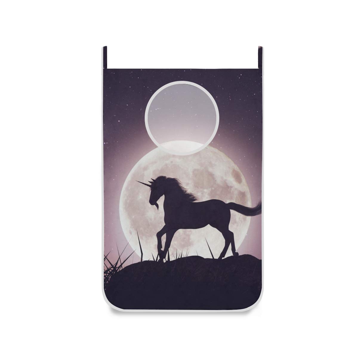 Unicorn Hanging Laundry Bag with Stainless Steel Hooks - 2 Pack Wall Mounted Door Laundry Hamper for Kids Room, Dorm & Bathroom Organization - Space Saving Clothes Storage Solution
