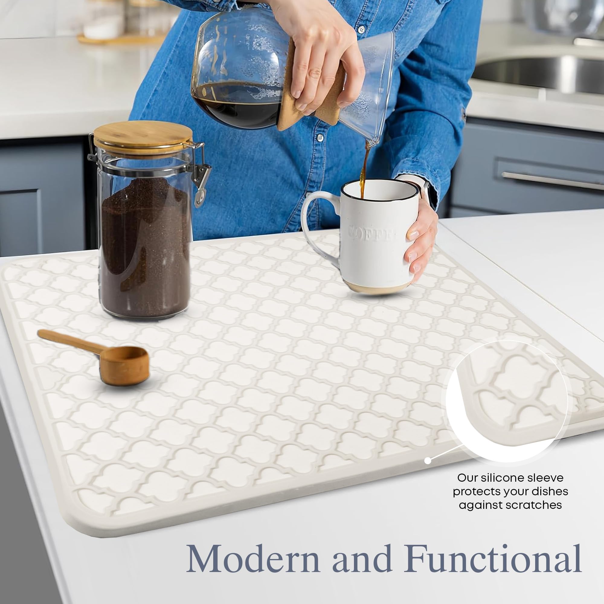 ITSIVING Diatomaceous Stone Dish Drying Mat - Ultra Absorbent Kitchen Counter Drying Mat for Dishes, Utensils, Pots & Pans | Protective & Durable Stone Drying Mat | Large 16x20 Inches | Perfect for Kitchen Countertops, Sink Areas & Dish Racks