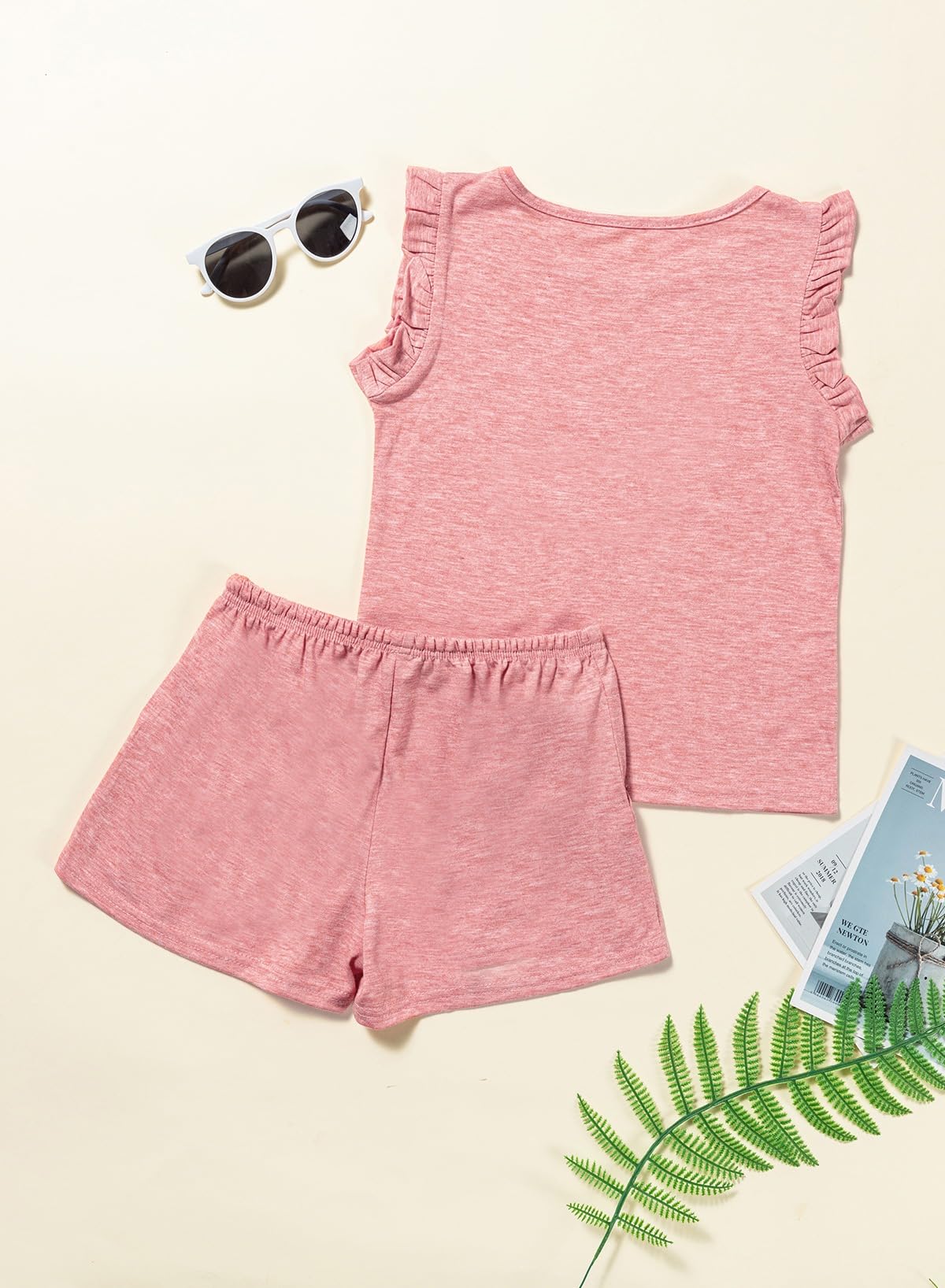 Blibean Girls Summer Clothes Sets - Ruffle Sleeveless Matching Outfits for Toddler & Kids (Size 4-13 Years) | Cute Playtime & Vacation Outfits