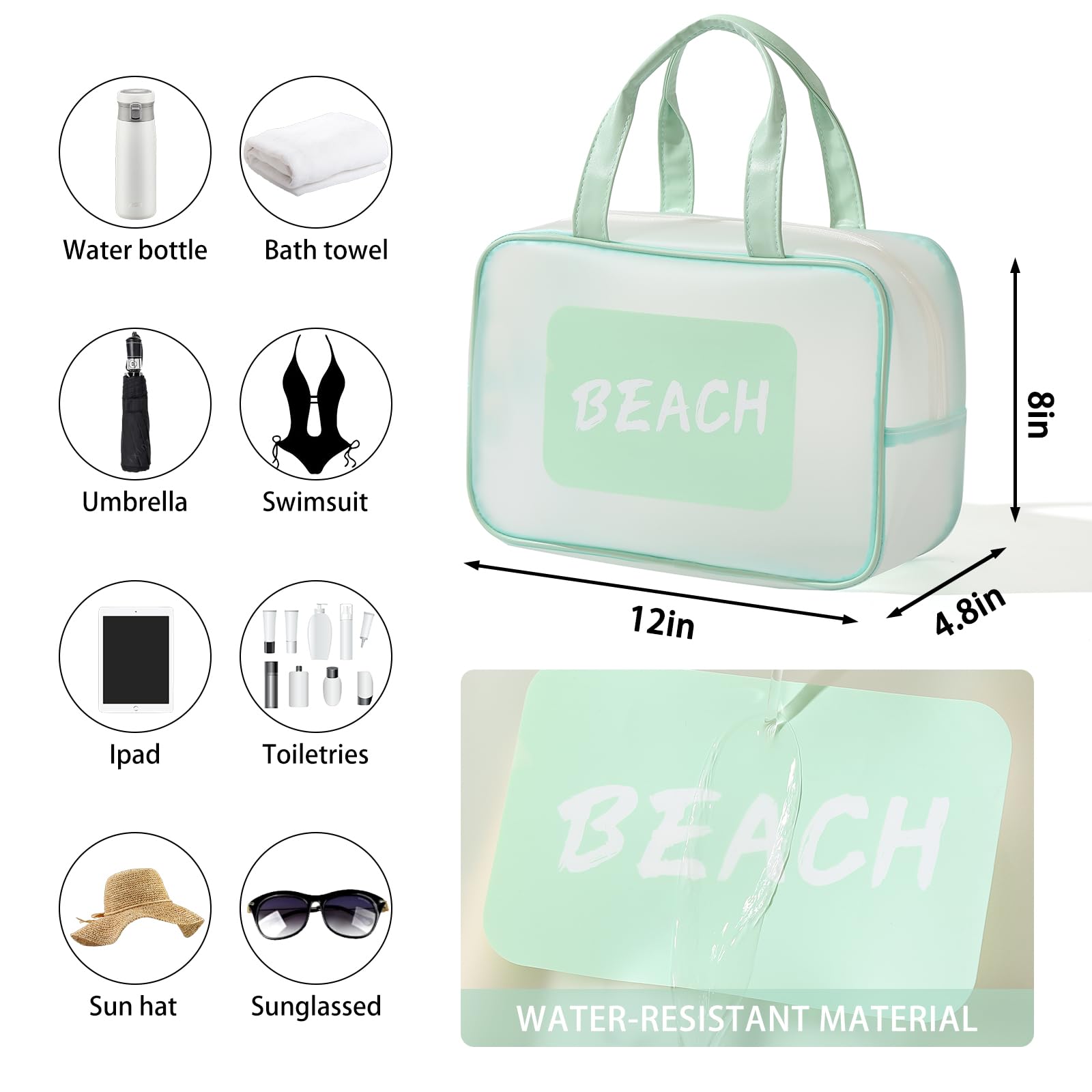 Waterproof Travel Toiletry Bag for Women - Large Capacity Cosmetic Organizer with Handle, Matte Translucent Makeup Bag for Gym, Beach, Pool & Shower Essentials | Perfect for Sports, Travel & Daily Use
