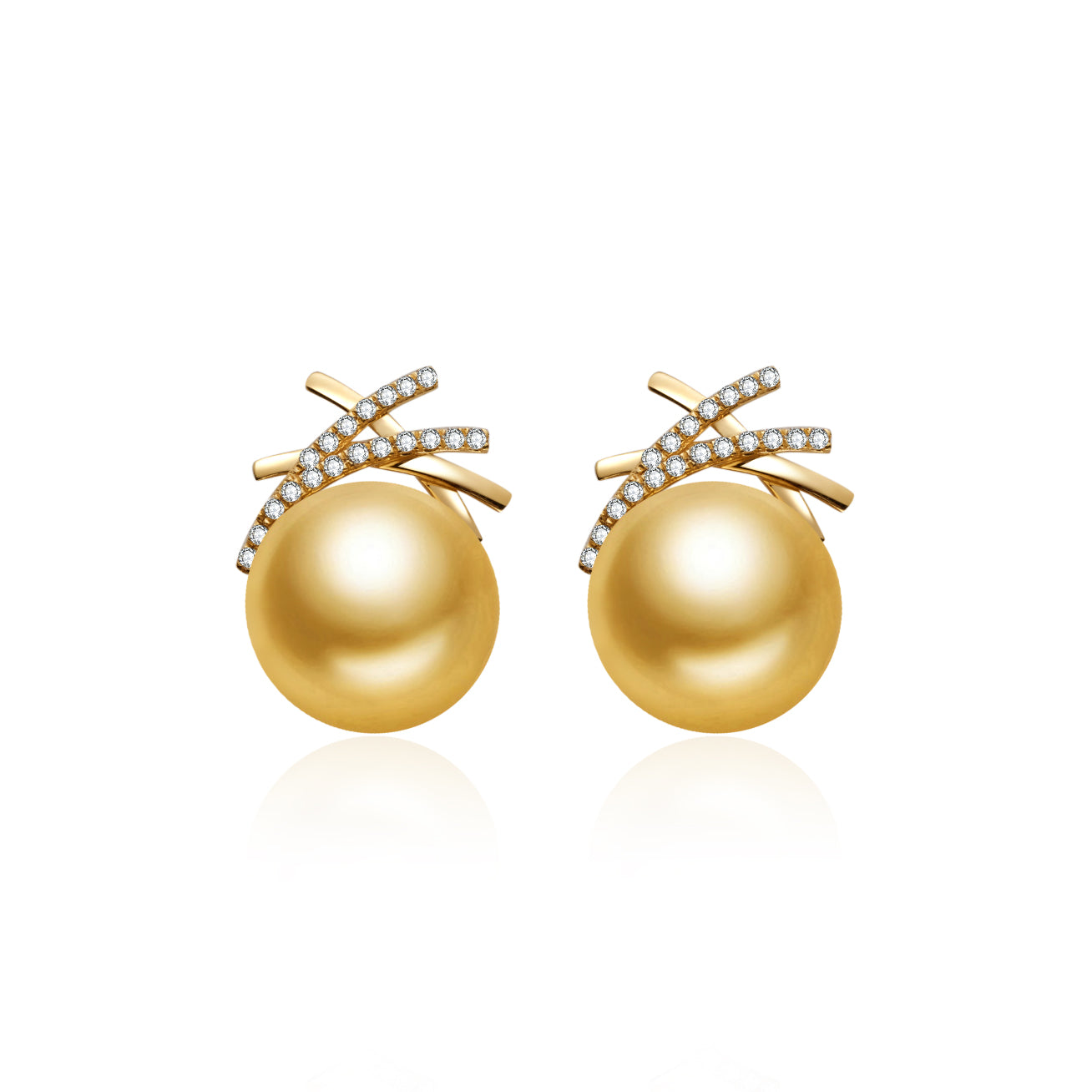18K Solid Gold South Sea Golden Pearl Earrings KE00225 - Luxury Pearl Jewelry for Women, Elegant Gift for Wedding, Anniversary & Special Occasions