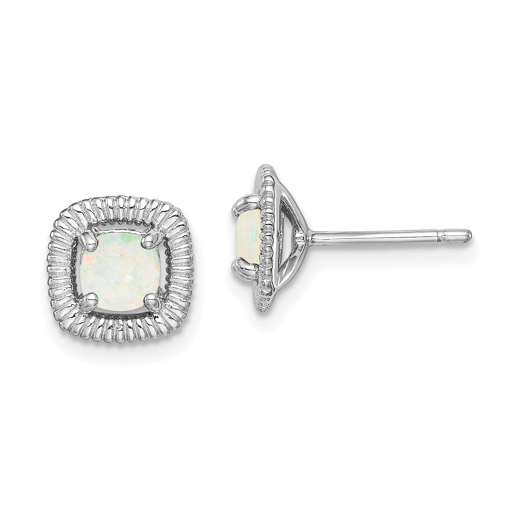 925 Sterling Silver Milky Opal Square Stud Earrings - October Birthstone Jewelry for Women, Gift for Mom, Sister, Girlfriend | Elegant Everyday Wear & Special Occasions