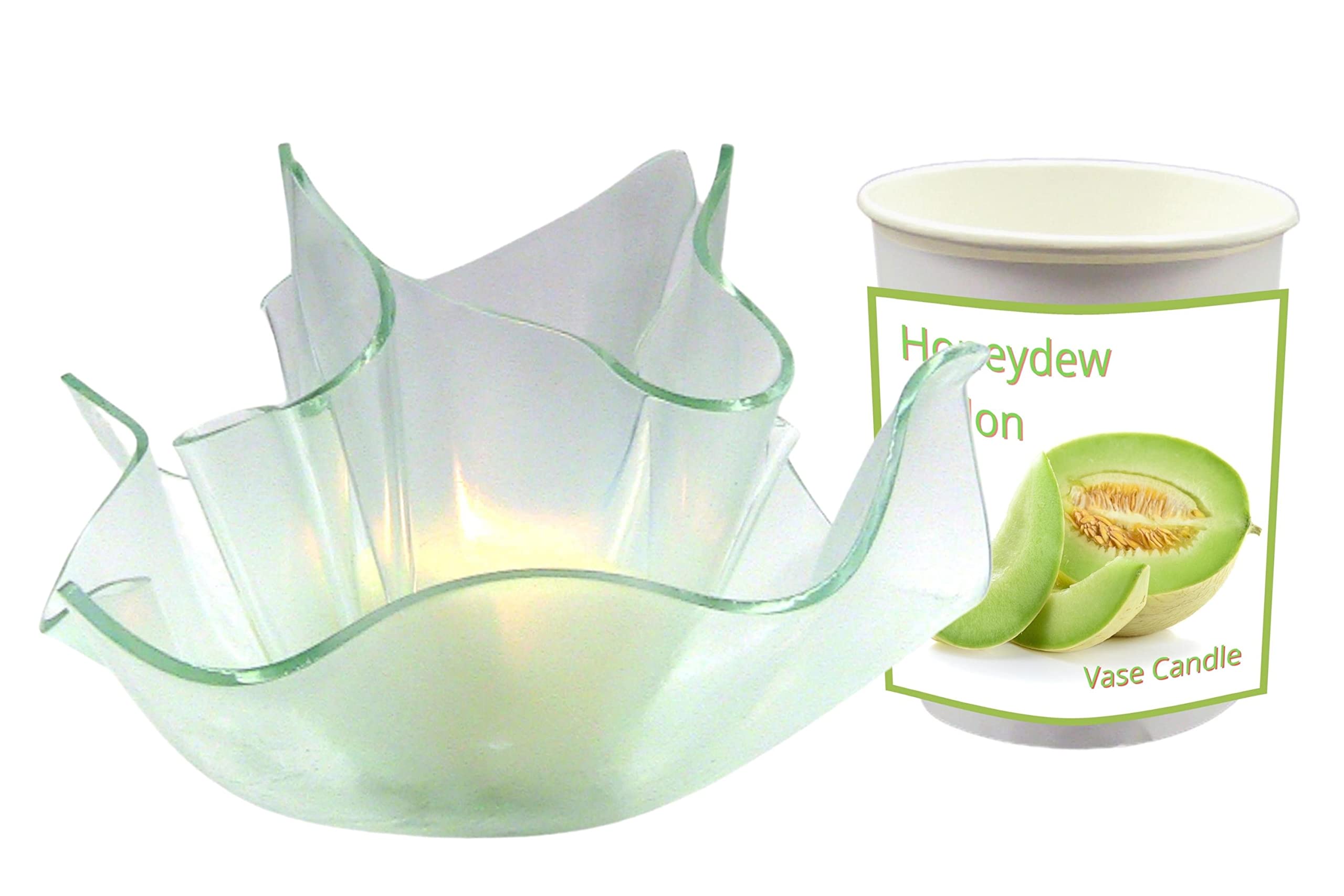 Honeydew Melon Scented Candle - Fresh Cucumber & Juicy Melon Aroma, Soy Wax Vase Candle for Home Decor, Relaxation & Romantic Ambiance (Clear Glass)