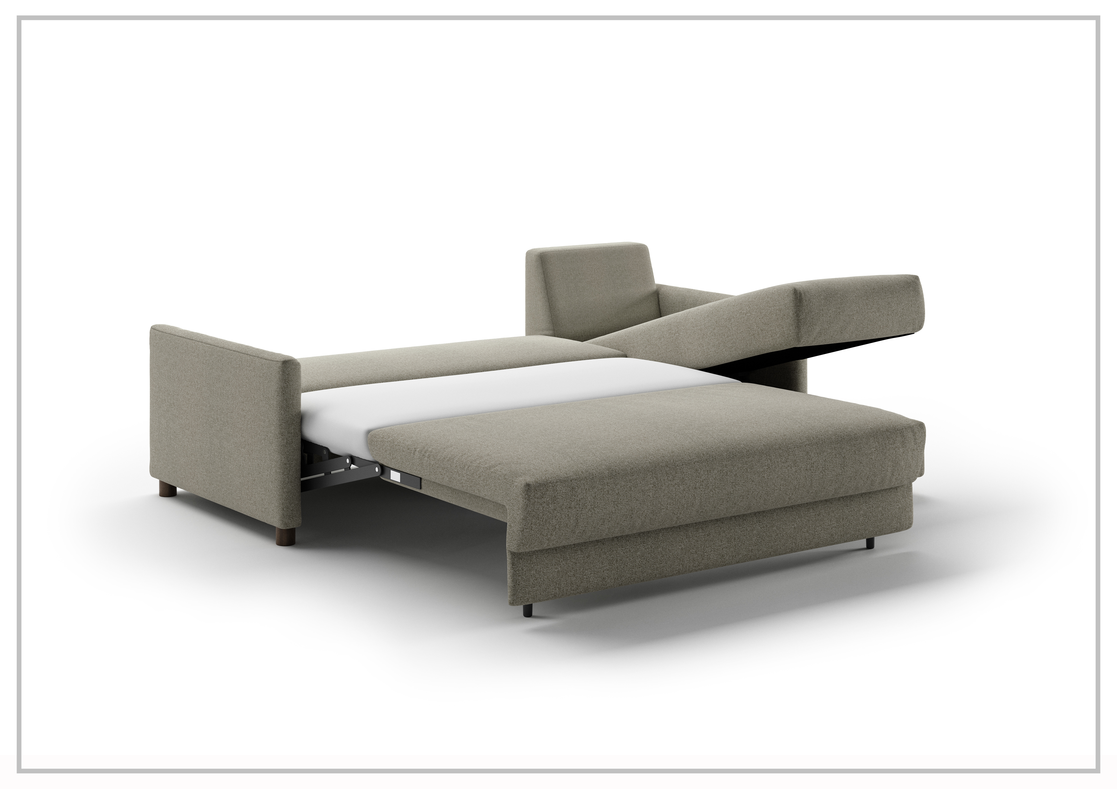 Luonto Pint 3-Seater L-Shaped Fabric Sectional Sleeper Sofa Bed with Storage | Modern Convertible Couch for Small Spaces | Perfect for Living Room, Apartment & Guest Room (Gray)