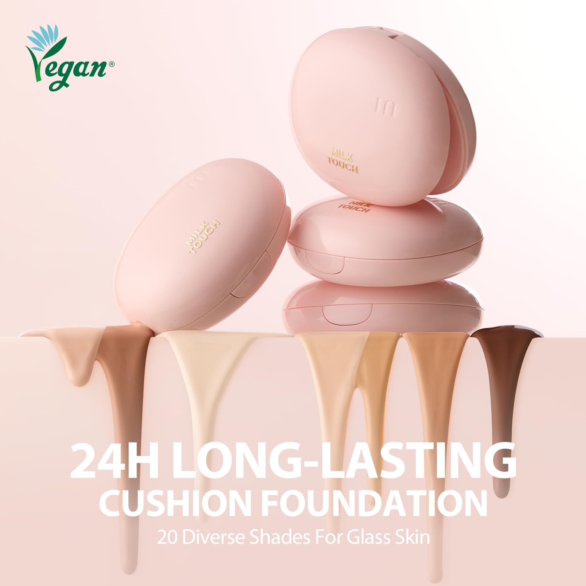 Milktouch Cushion Foundation SPF 30 - 24H Flawless Matte Finish, Hydrating Korean BB Cream with Skincare Benefits, No Oxidation & Non-Creasing - Natural Beige (21N) | Perfect for Daily Wear, Date Night & Valentine's Day Gifts