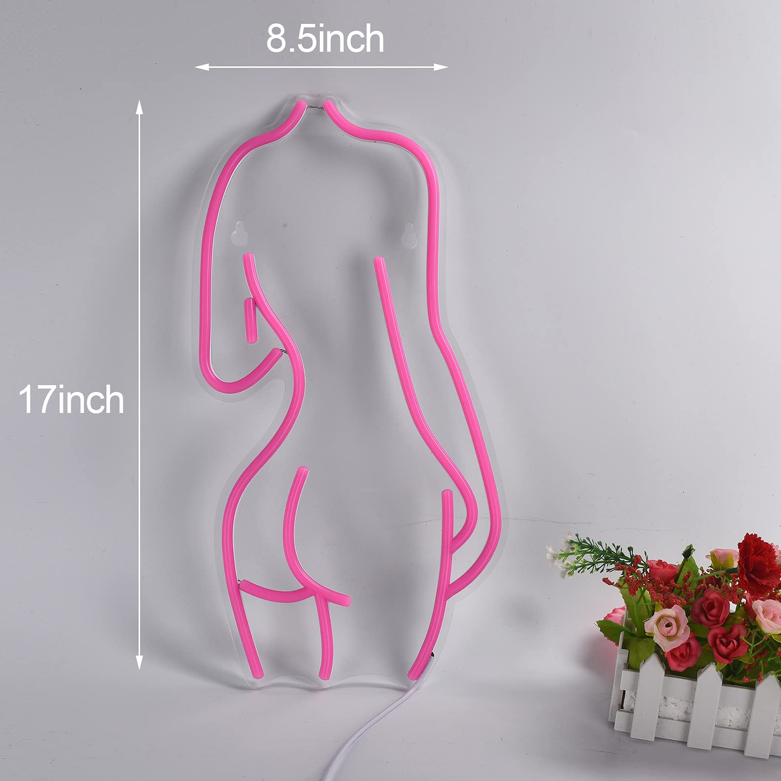 Pink LED Neon Sign for Women - 17x8.5 Inch USB Powered Backlit Wall Decor for Bedroom, Man Cave, Bar, Pub, Club, Garage & Home Parties - Perfect for Girls Room, Bachelorette Decor & Night Light