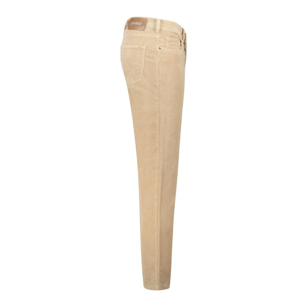 GARDEUR Bill 3 Corduroy Chino Pants for Men - Comfortable Slim Fit Casual Trousers in Ecru | Perfect for Office, Travel & Everyday Wear