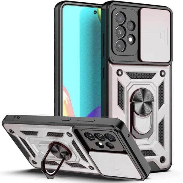 Samsung Galaxy S22 Ultra Full Cover Slide Camera Armor Bracket Bumper Case - Shockproof Protection for Outdoor Activities & Daily Use