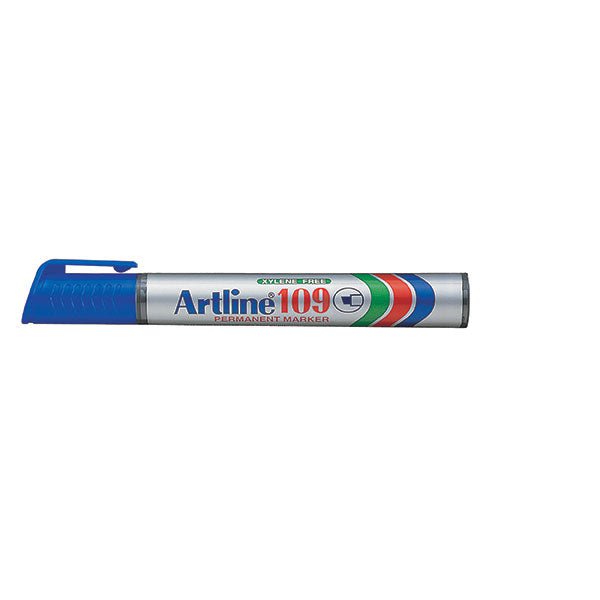 Artline 109 Easimark Permanent Marker - 5mm Chisel Tip, Blue Ink, Pack of 12 - Ideal for Office, School, Labeling & DIY Projects