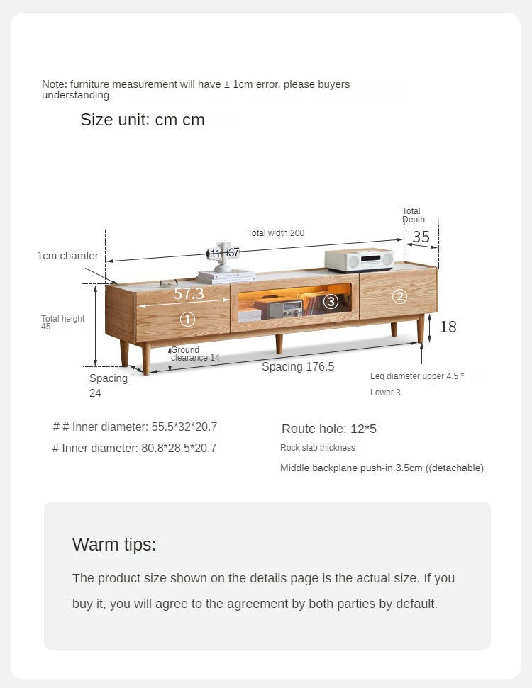 Solid Oak Wood TV Stand with Flip Door - Rustic Floor TV Cabinet for Living Room, Bedroom & Home Theater Storage