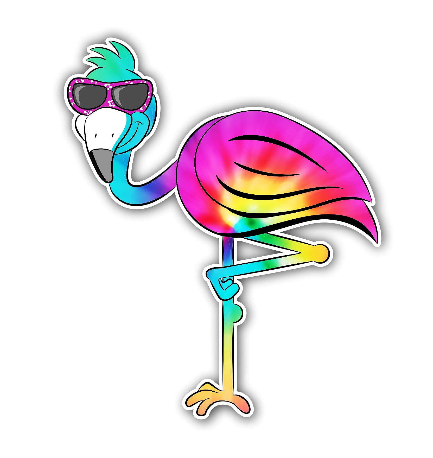 Flamingo Pastel Tie-Dye Stickers - Fun Decals for Laptop, Water Bottle, Luggage, Phone & More | Waterproof Vinyl Decoration for Skateboards, Guitars & DIY Projects - Perfect for Teens Room Decor & School Supplies