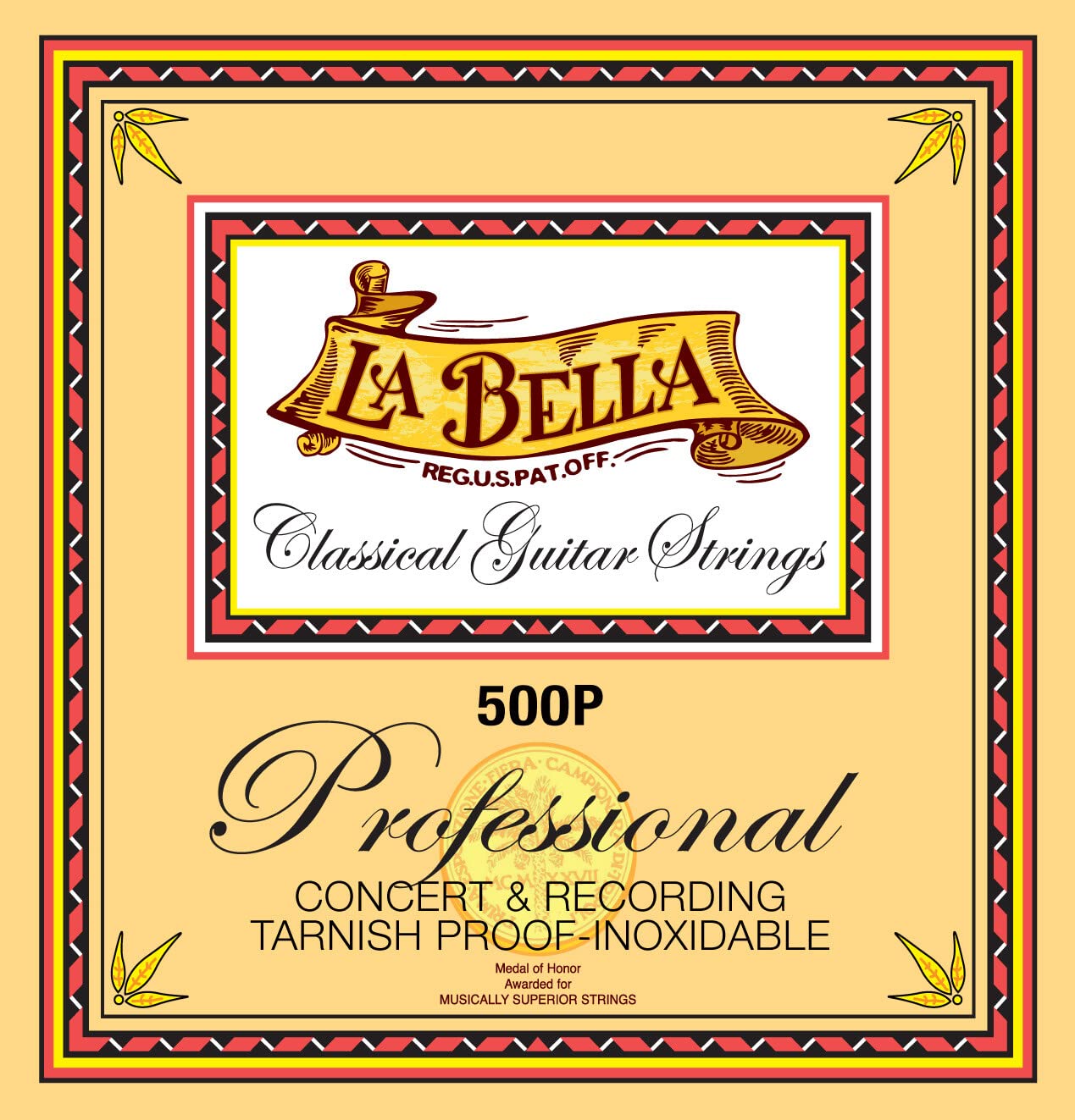La Bella 500P Professional Tarnish-Resistant Stainless Steel Classical Guitar Strings (29-43) - Perfect for Concert Performances & Studio Recording
