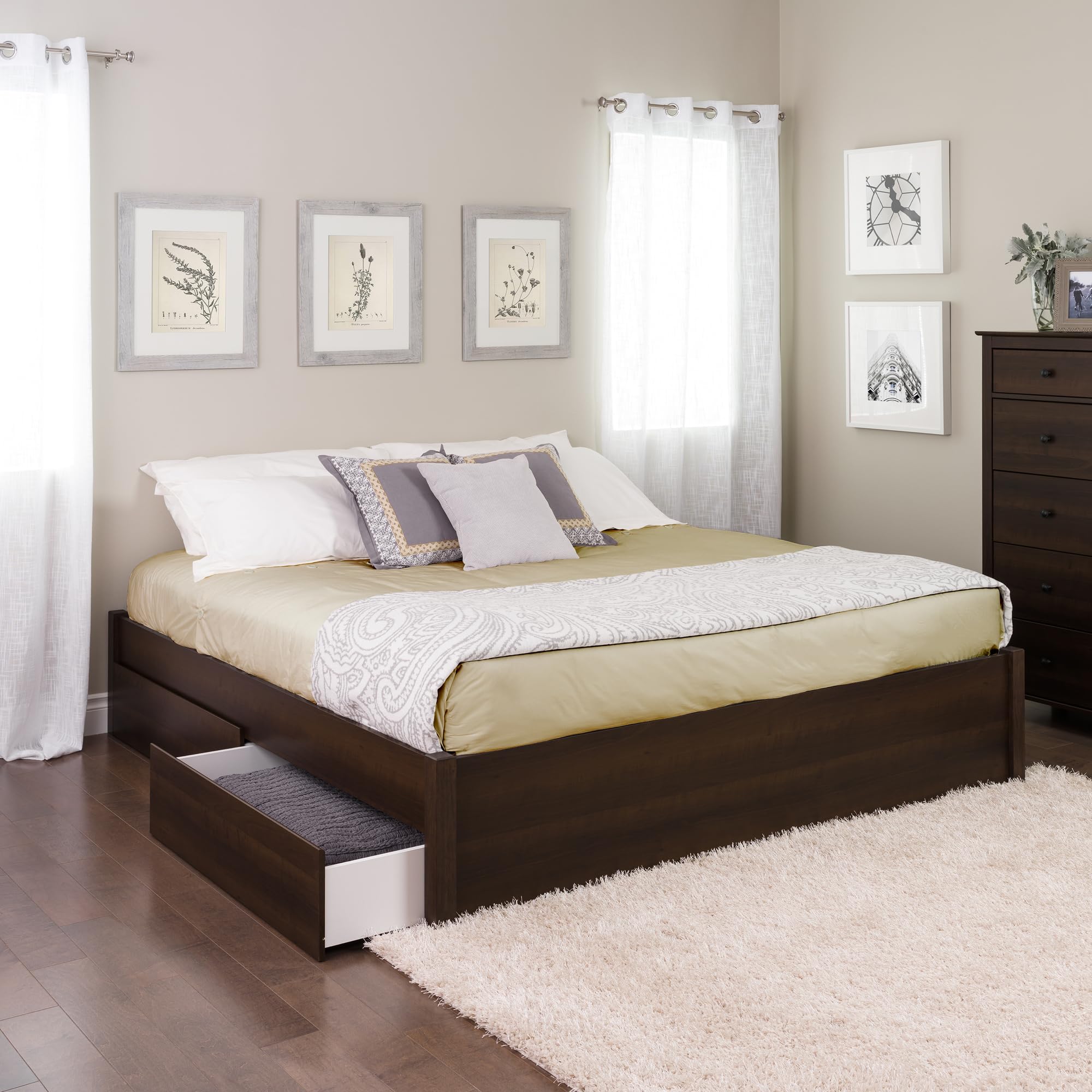 Prepac Select Rolling Storage Drawers for 4-Post Storage Bed - Set of 2 Underbed Drawers on Wheels 24.25