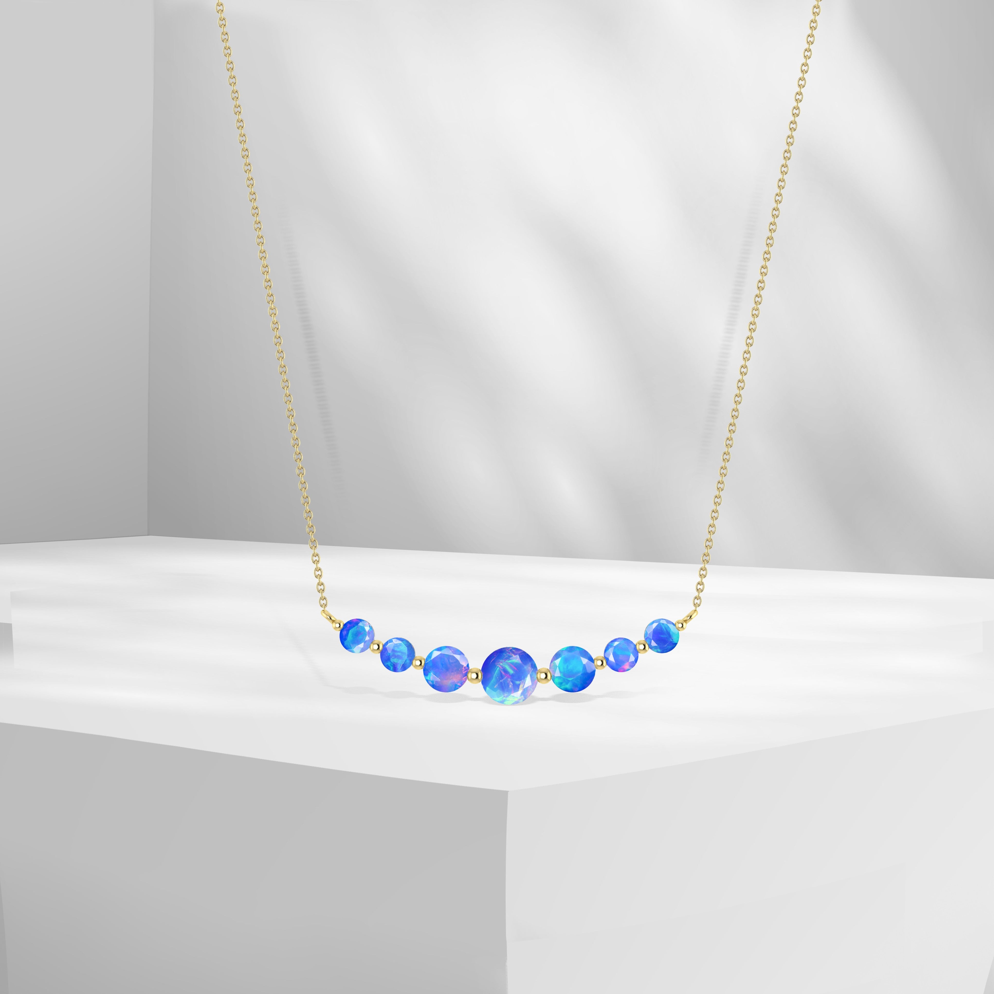 Exquisite Round Fire Opal Bar Pendant Necklace for Women | Genuine Opal Jewelry Gift for Her | Perfect for Date Nights, Anniversaries & Special Occasions