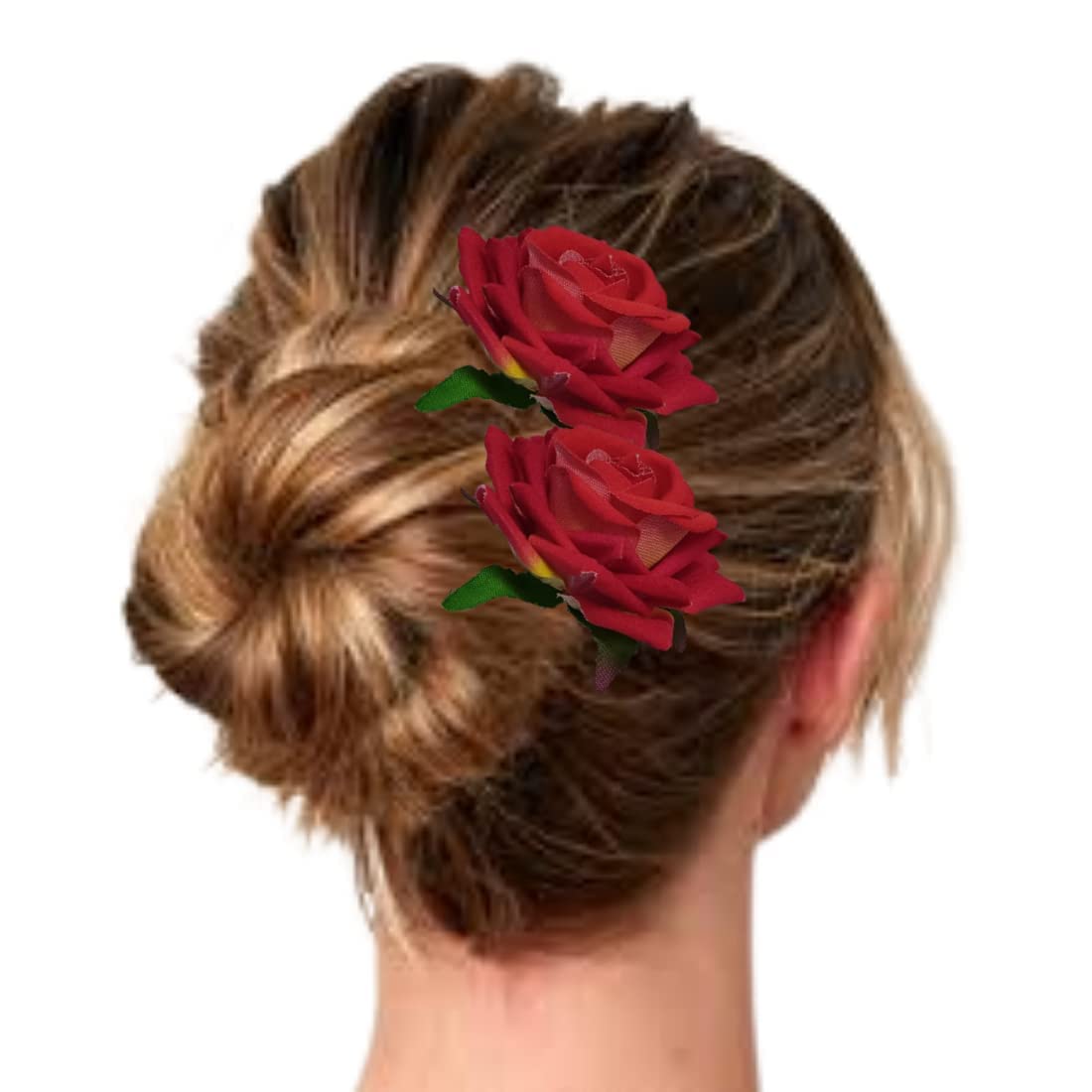 Vanshika Women's Lightweight Rose Flower Bun Maker Hair Pins - Pack of 3 | Hair Accessories for Women | Perfect for Weddings, Parties & Everyday Styling