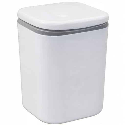 Vababa 2 Liter / 0.5 Gallon Small Trash Can with Push Button Lid - Compact Mini Garbage Bin for Bathroom, Office, or Bedroom - White