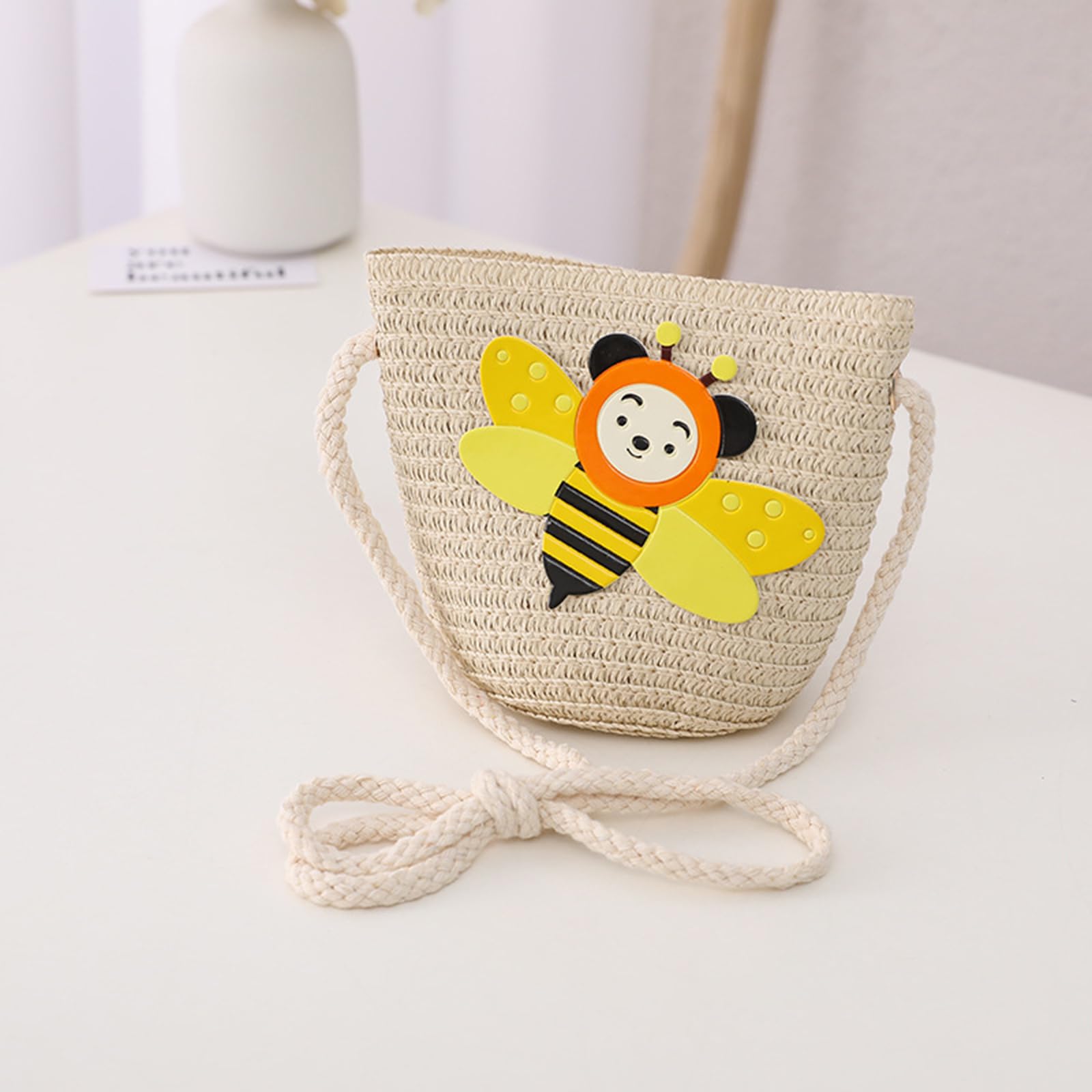 Sanqidu Toddler Girls Summer Straw Hat with Mini Purse Set - Baby Sun Protection Beach Hat for Outdoor Play, Park Visits & Vacation Accessories
