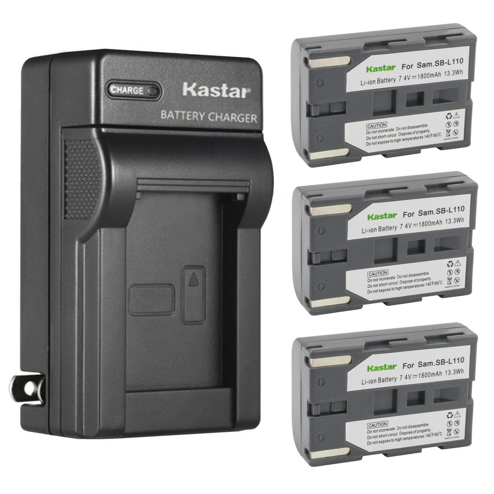 Kastar 3-Pack SB-L110 Replacement Battery and AC Wall Charger for Samsung VP-D33/D34/D39/D390/D5000/D530/D55/D590/D60/D6040/D6050 Cameras - Perfect for Travel, Vlogging & Home Videos