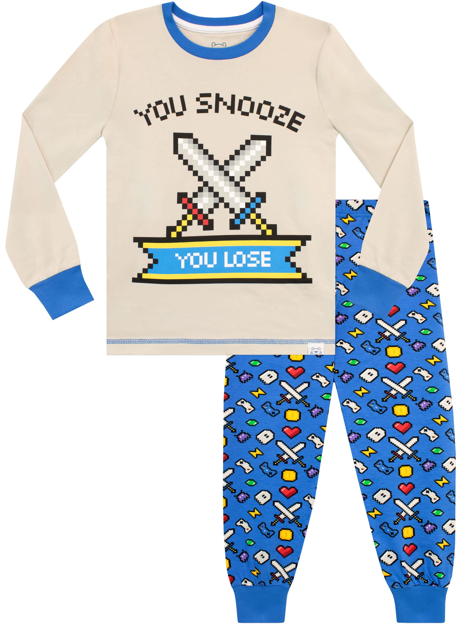Harry Bear Boys Gaming Pajamas Set - Soft Blue Sleepwear for Kids & Teens - Perfect for Sleepovers, Gaming Nights & Cozy Bedtime