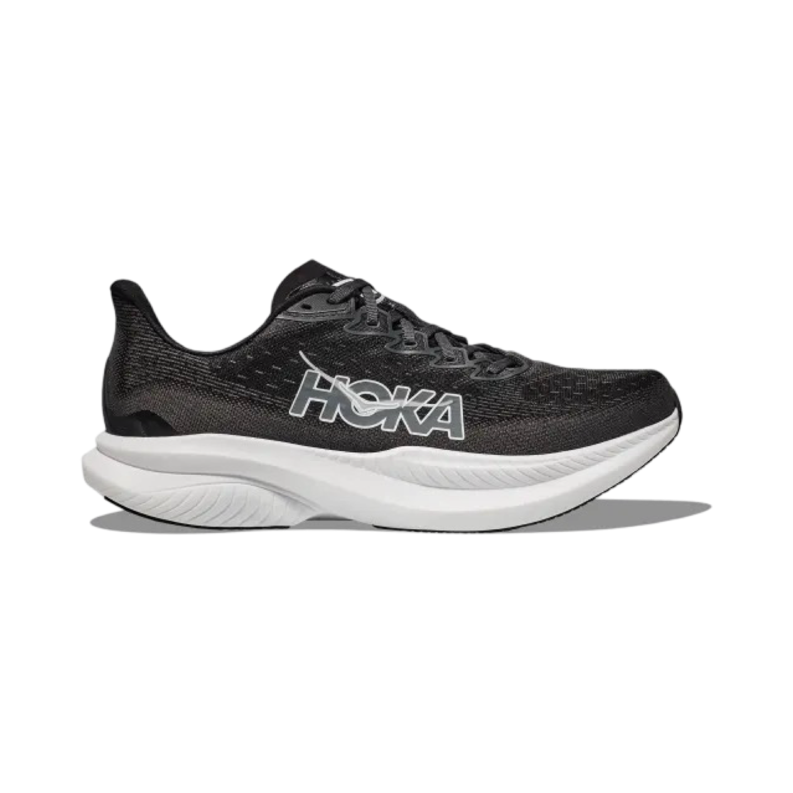 Hoka Mach 6 Running Shoes for Men - Black & White | Lightweight Performance Sneakers for Road Running & Training