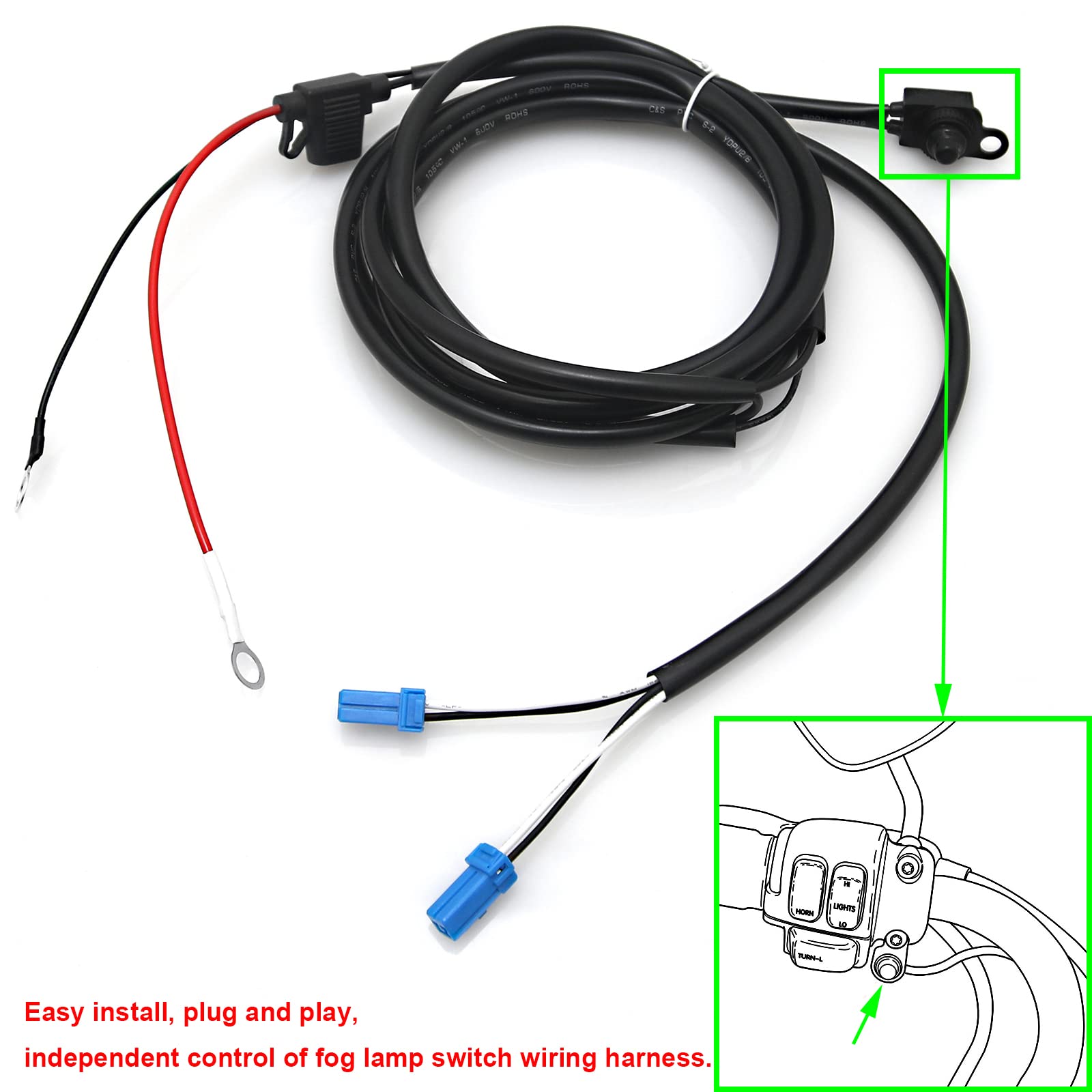 Custom Dynamics Motorcycle Fog Lights & Auxiliary Spotlights for Harley Davidson Touring Models - Gloss Black Brackets for Street Glide FLHX - Enhanced Visibility for Night Riding & Foggy Conditions