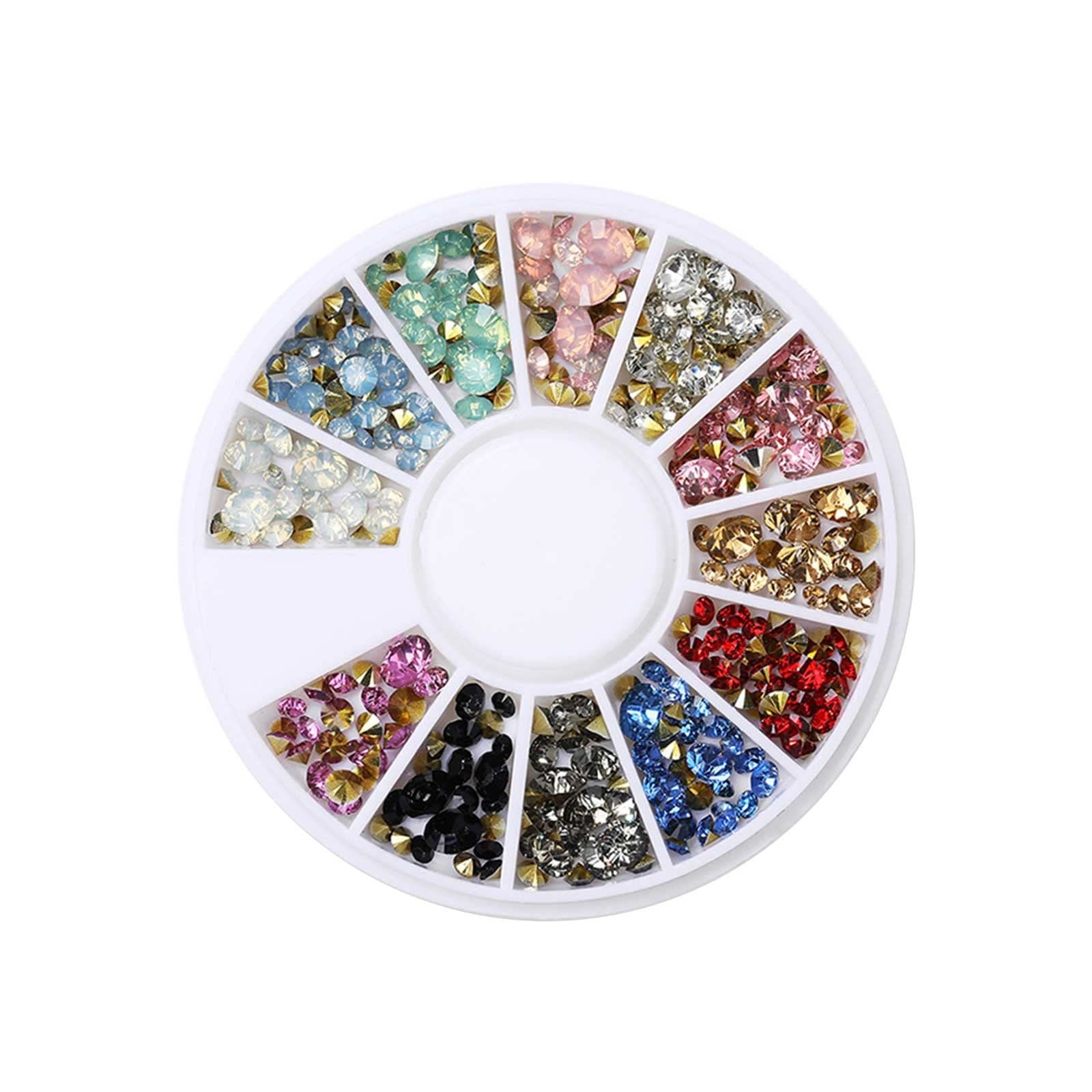 Rhinestone Nail Art Kit - Crystal AB Clear Acrylic Gems & Diamonds for Nail Decoration, DIY Crafts, Halloween & Christmas Gifts - Salon & Home Wall Decor (Size C, One Size) | Perfect for Nail Salons, DIY Enthusiasts & Holiday Gift Giving