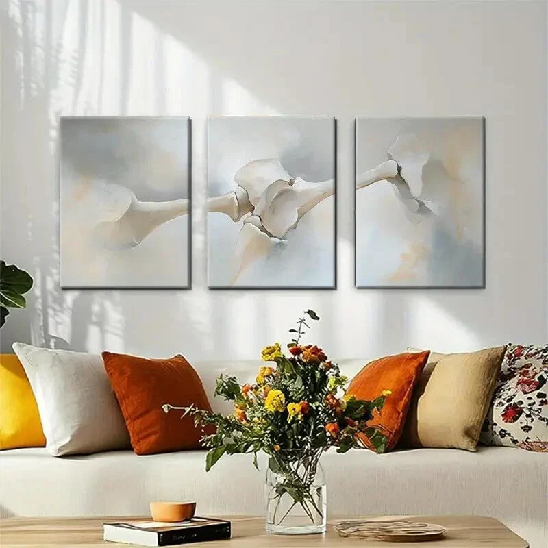 3-Piece Abstract Bone Structure Wall Art Set - Framed Canvas Prints 40x60cm | High Quality Australian Made | Ready to Hang | Perfect for Living Room, Bedroom & Office Decor