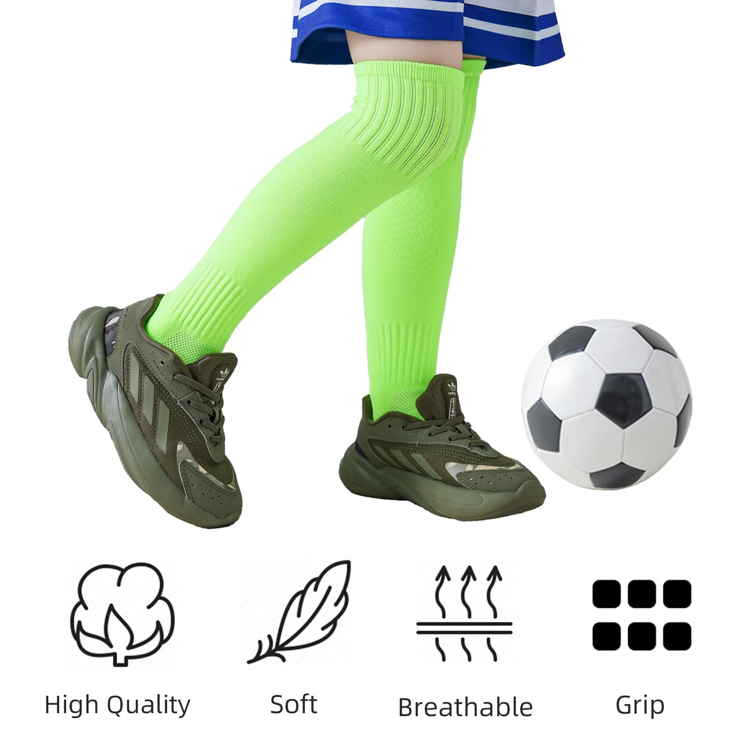 Marchare Boys Soccer Socks - Knee High Football Socks for Toddlers & Kids - Breathable Sports Socks for Boys and Girls - Perfect for Soccer, Football, and Athletic Training