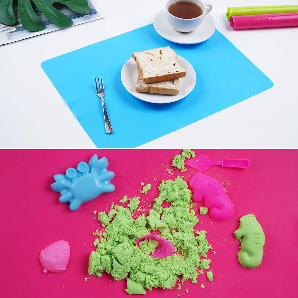 3 Pack Large Silicone Mats for Crafts, Resin Jewelry Casting, Baking & Placemats - 15.7” x 11.8” Non-Slip Heat Resistant Sheets (Blue, Rose Red, Green) - Perfect for DIY Projects, Kitchen Use & Art Workshops