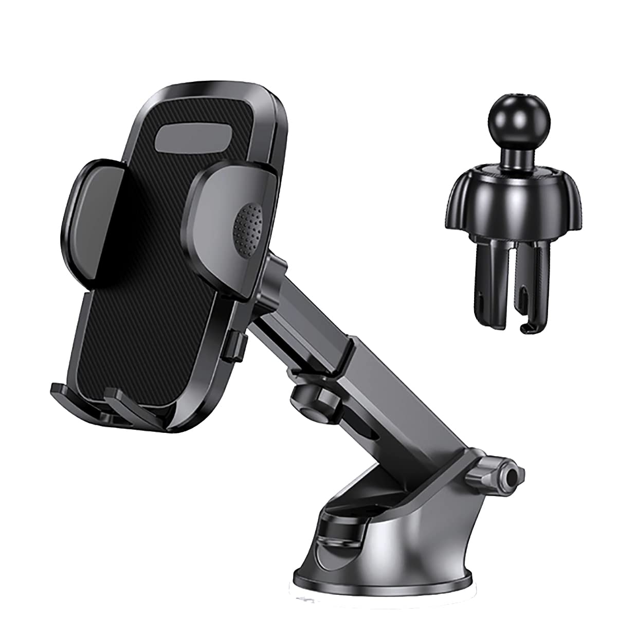 Universal Car Phone Holder Mount - Long Arm, Thick Case & Big Phone Compatible - Hands-Free Dashboard, Windshield & Air Vent Phone Mount for iPhone, Samsung & All Smartphones - Perfect for Commuting, Road Trips & GPS Navigation