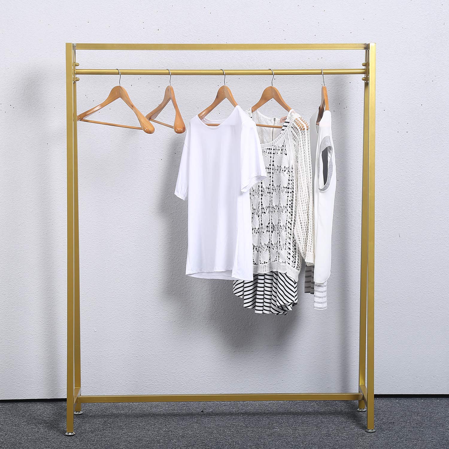 MBQQ Modern Metal Clothes Rack with Hanging Organizer - Gold Garment Rack for Laundry Drying, Closet Storage & Boutique Display | Space-Saving Home & Commercial Use