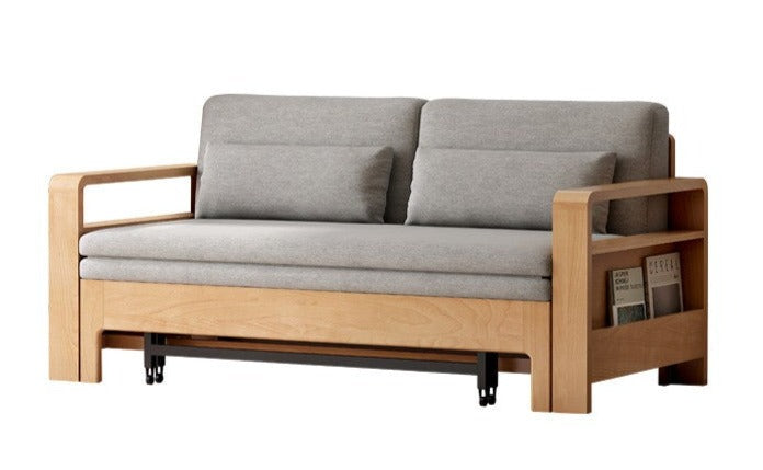 out of stock 54.3x(30.9-76.8)x31.1 / 138x(78.5-195)x79сm / Beech Natural sofa bed - mist gray (coconut palm cushion)