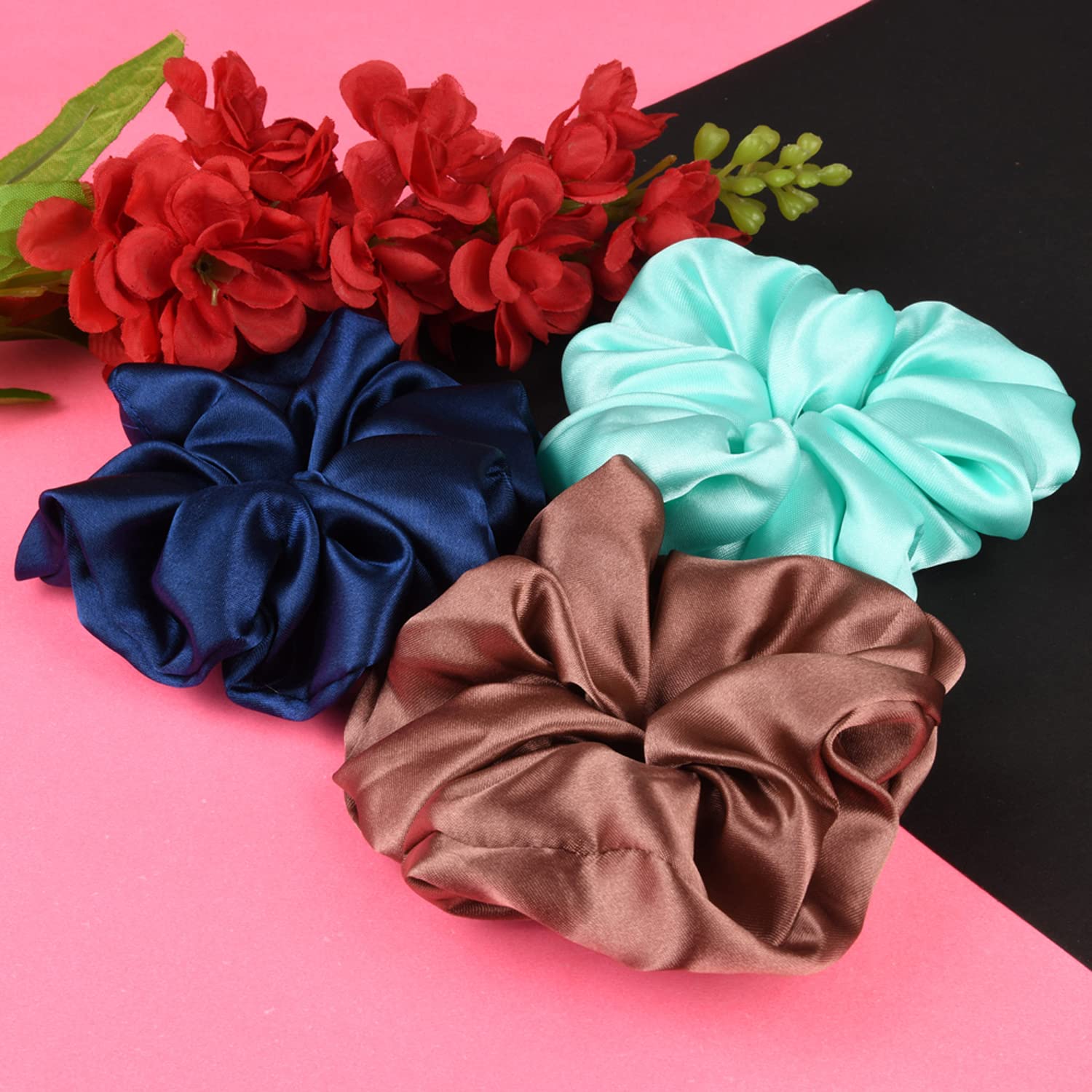 Matkooz Satin Silk Premium Sleeping Cap for Women - Double Layered Stretchable Hair Bonnet with Scrunchies Set - Adjustable for All Head Sizes - Perfect for Nighttime Hair Protection & Travel