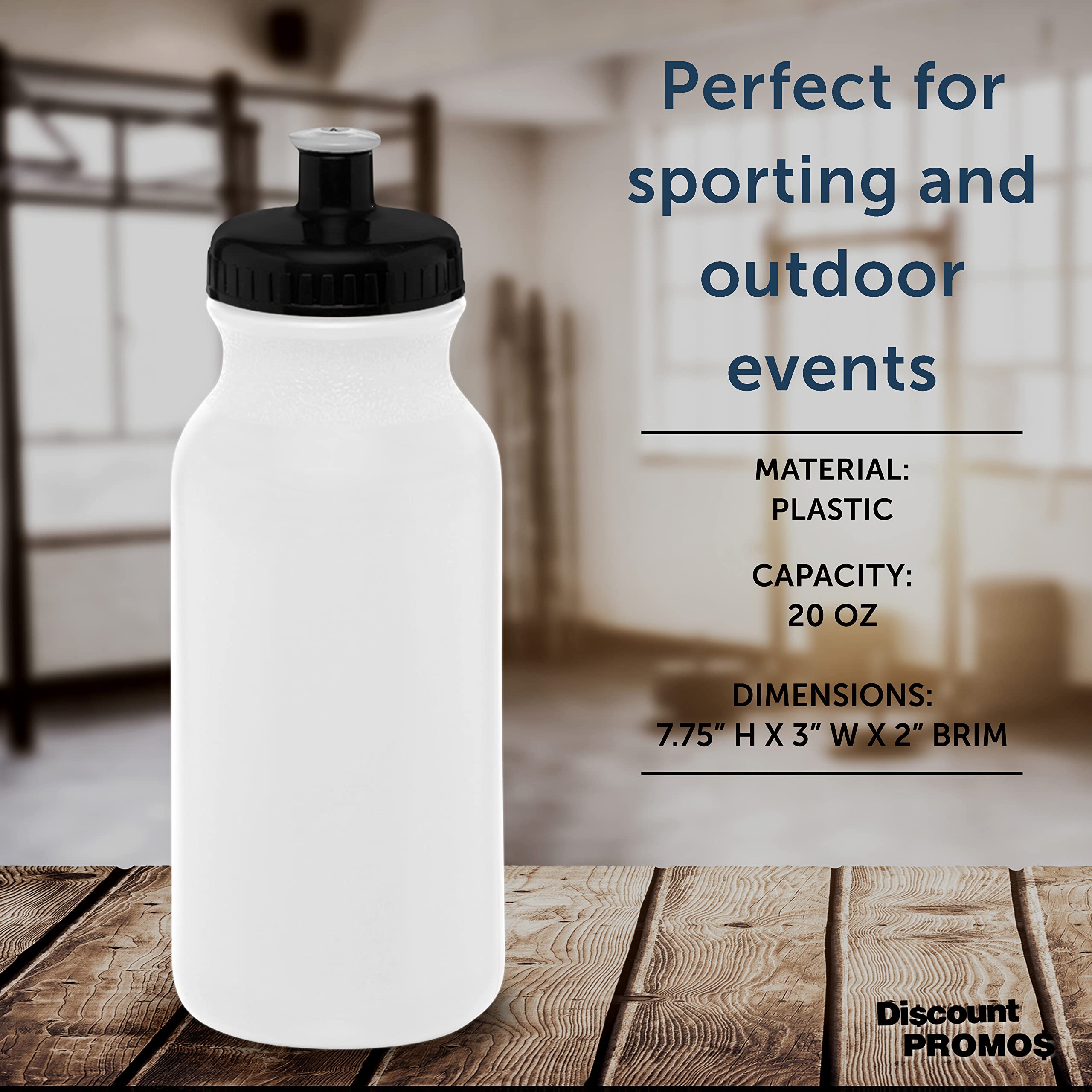 20 oz. Water Bottles with Push Cap - Set of 10 Bulk Pack - BPA-Free Reusable Sports Bottles for Gym, Hiking, Camping & Outdoor Activities - Ideal for Hydration at Work, School or Travel - White