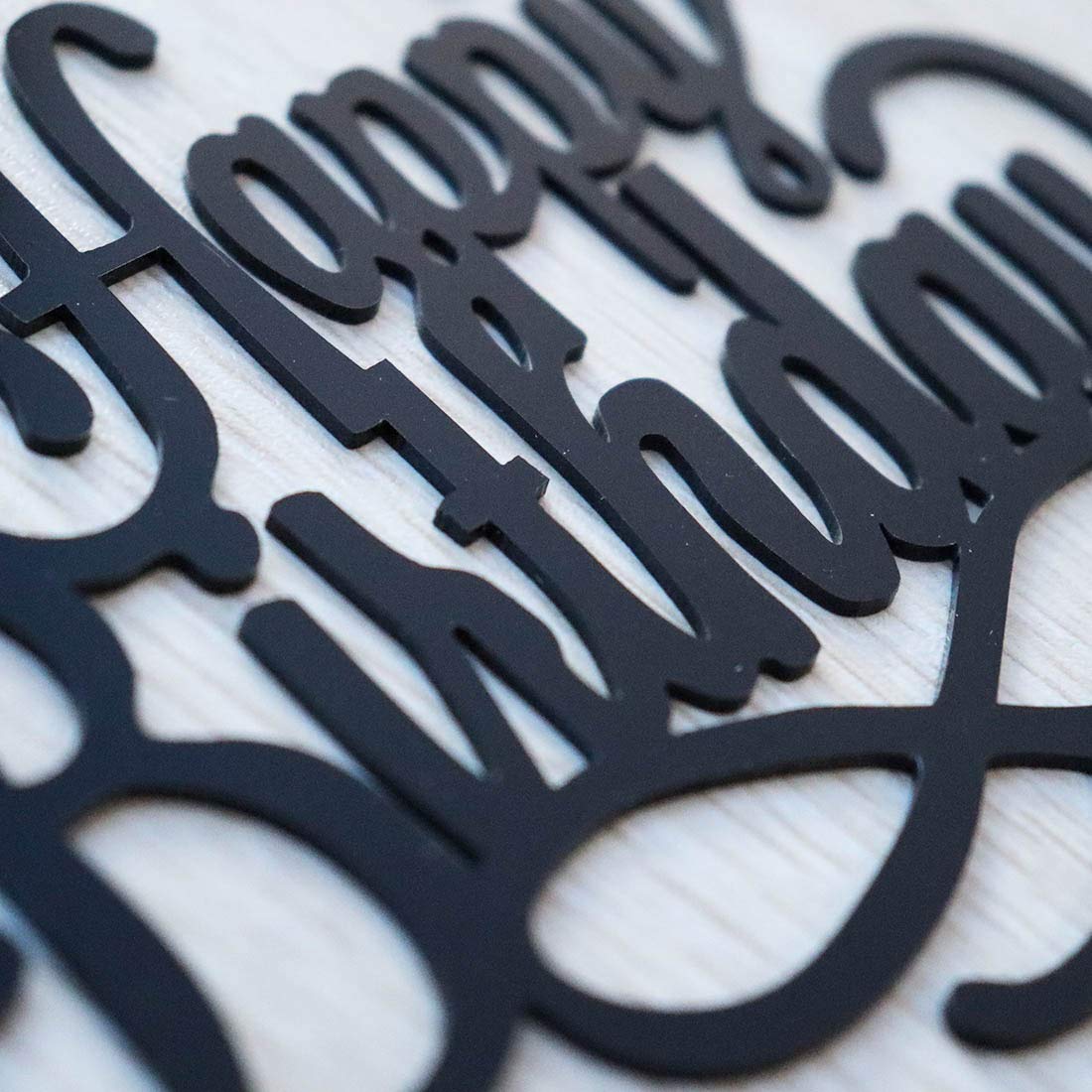 Happy Birthday Cake Topper - Elegant Black Acrylic Cake Decor for Birthday Party, Wedding, Anniversary & Special Celebrations