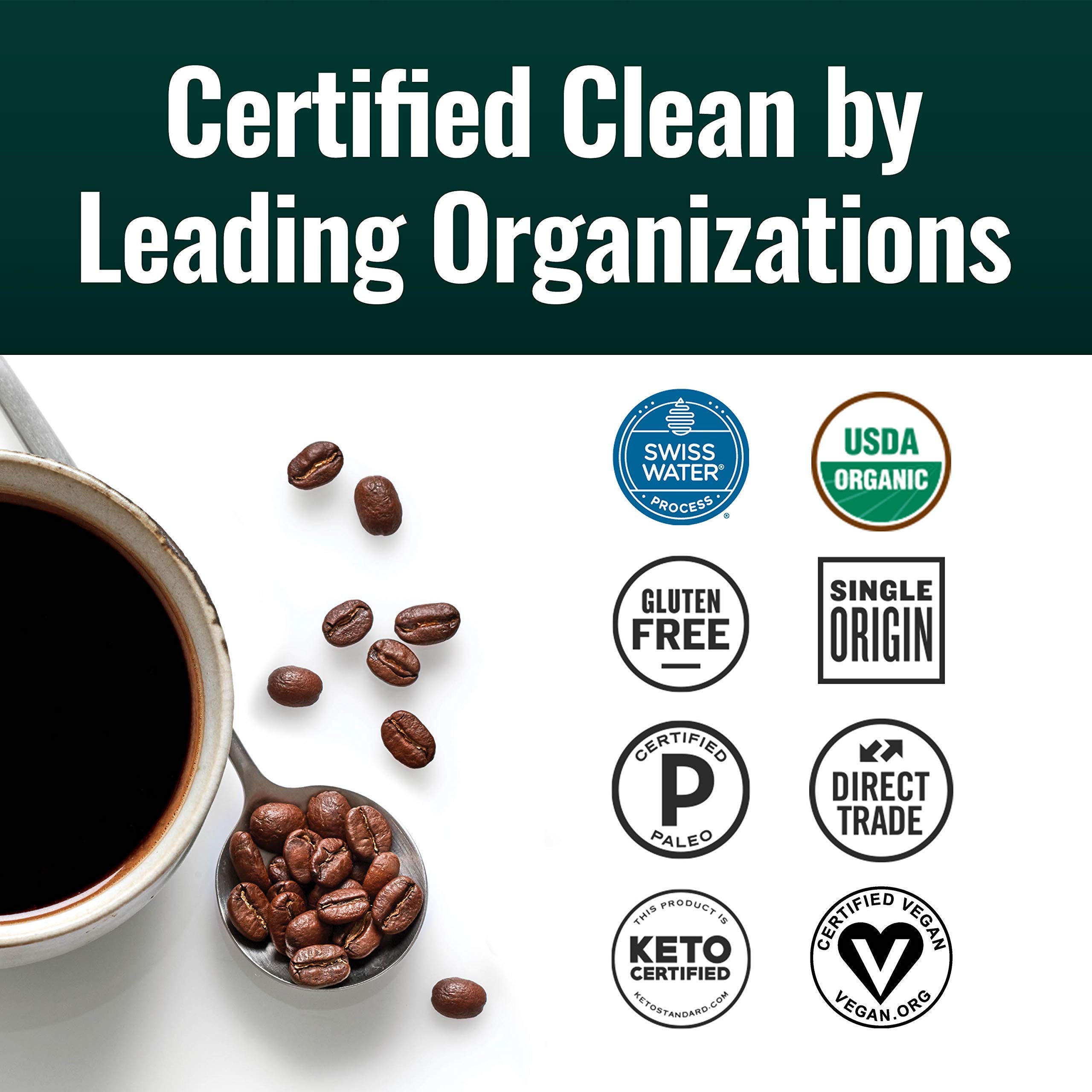 Natural Force Clean Decaf Coffee with Organic Pure C8 MCT Oil Bundle – 100% C8 MCTs, Mold & Mycotoxin Free, Non-GMO, Keto, Paleo, Vegan – 12 Oz & 32 Oz – Perfect for Morning Energy Boost & Keto Diet Support